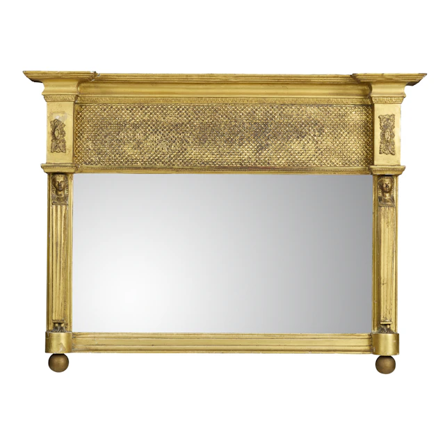 LATE REGENCY SMALL GILTWOOD OVERMANTEL MIRROR