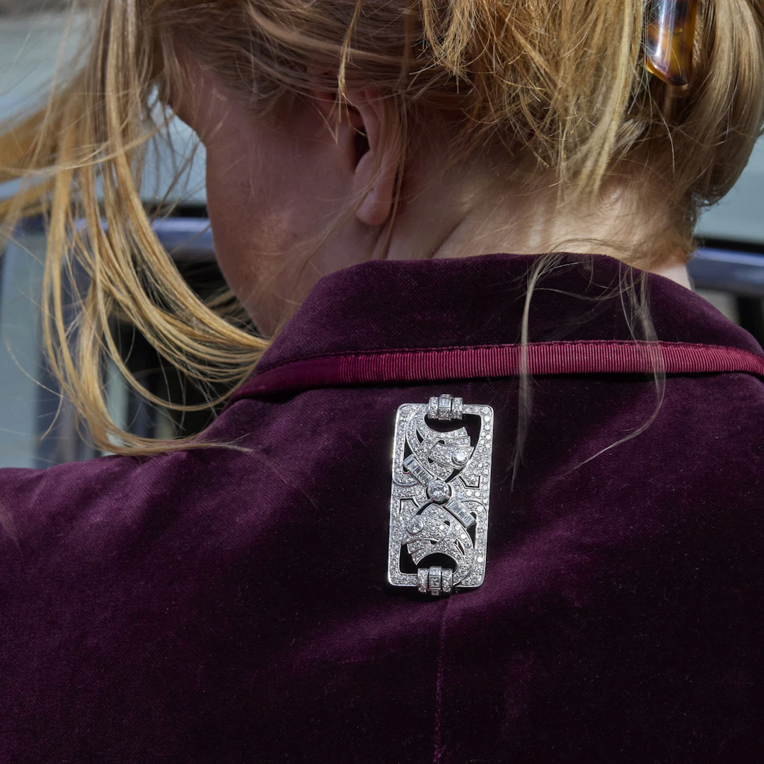A diamond plaque brooch