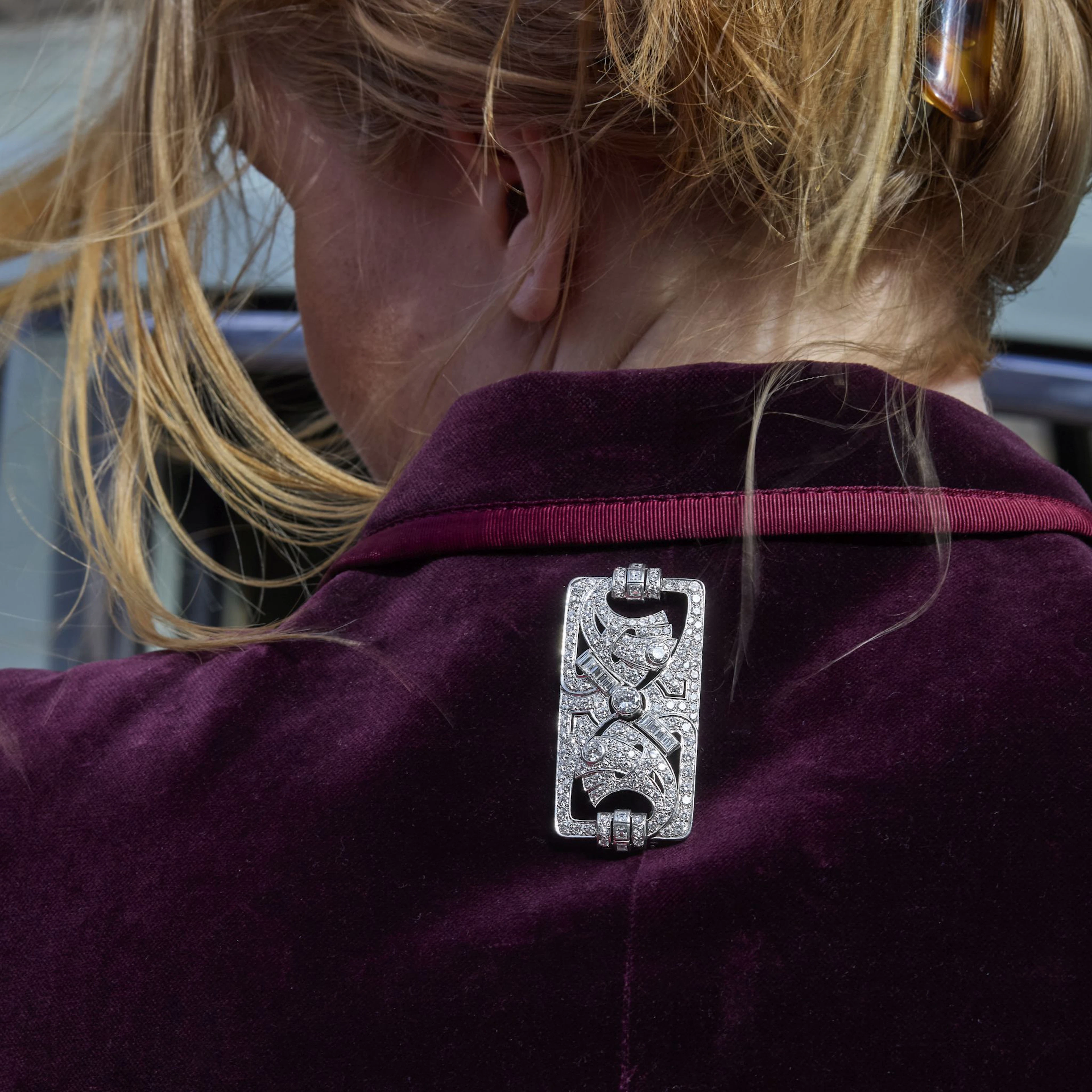 A diamond plaque brooch