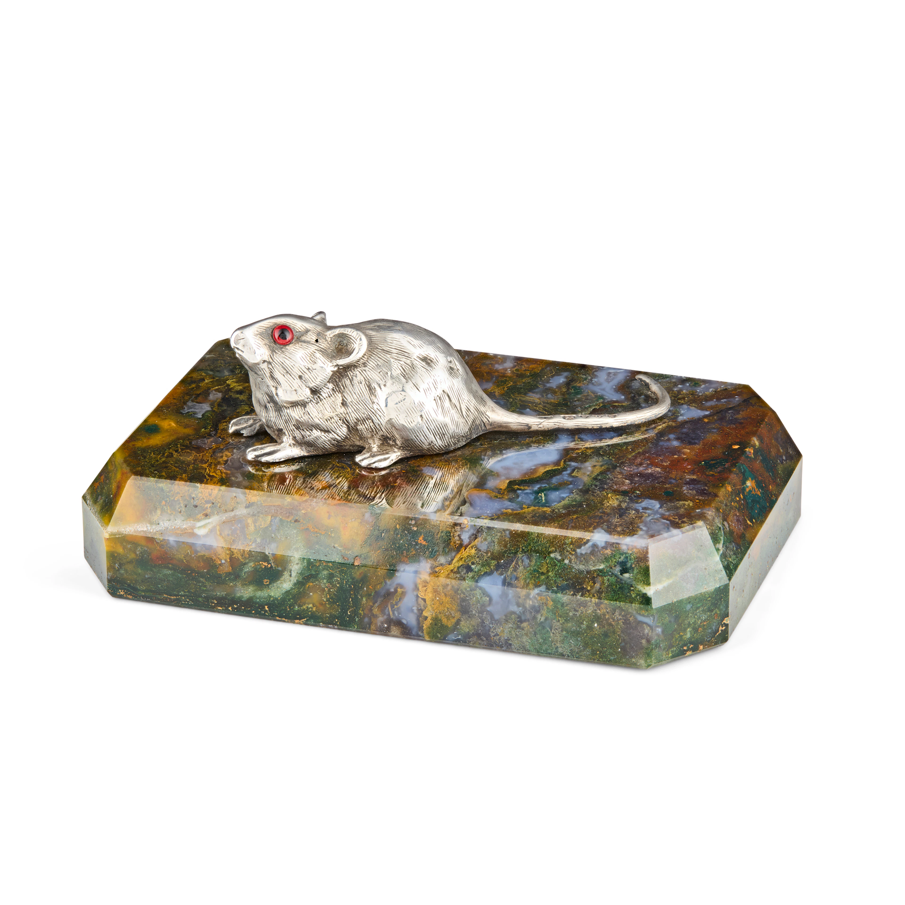 LATE VICTORIAN SILVER AND MARBLE DESK WEIGHT
