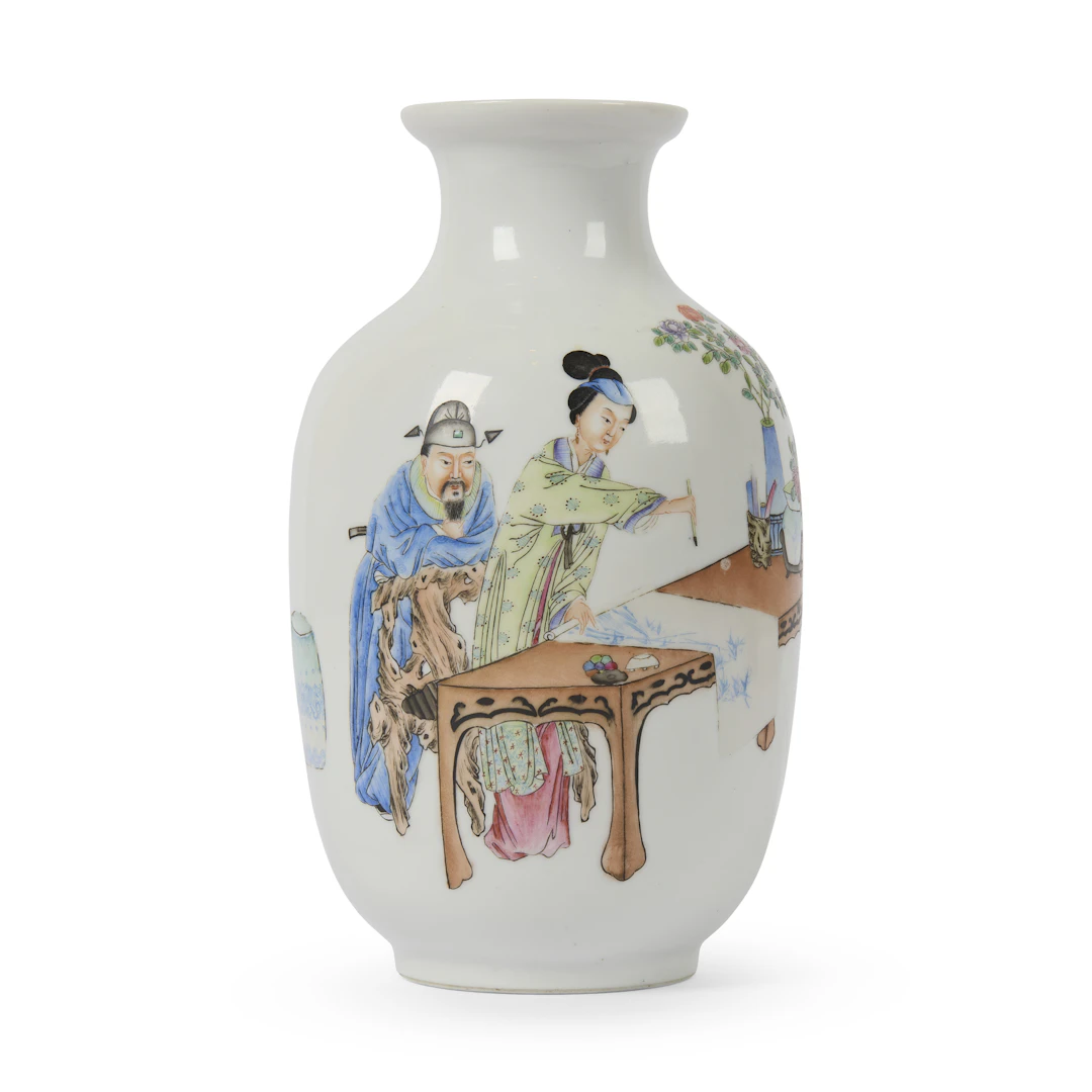 CHINESE FAMILLE ROSE 'PAINTING' VASE