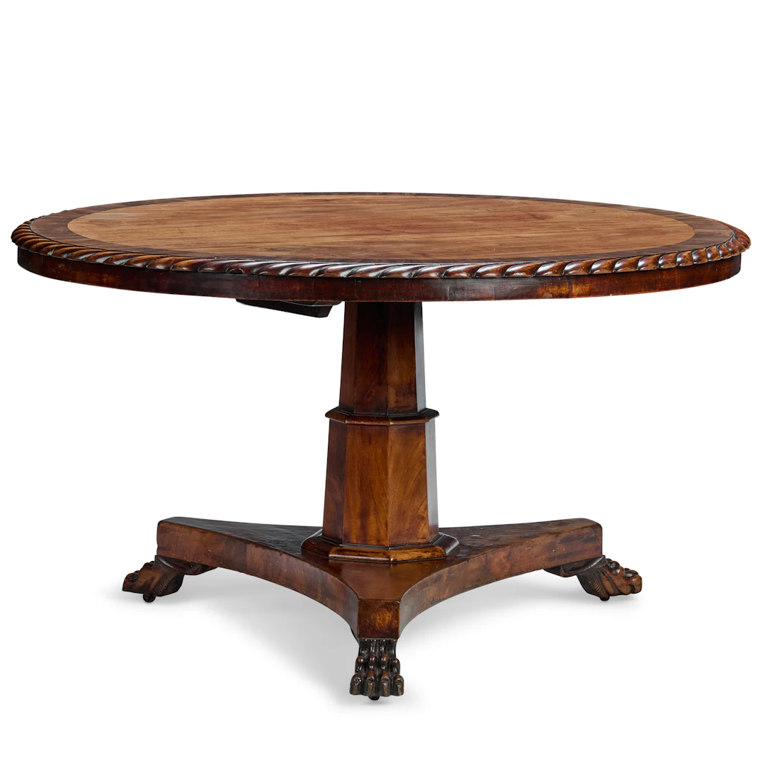WILLIAM IV MAHOGANY AND GONCALO ALVES BREAKFAST TABLE