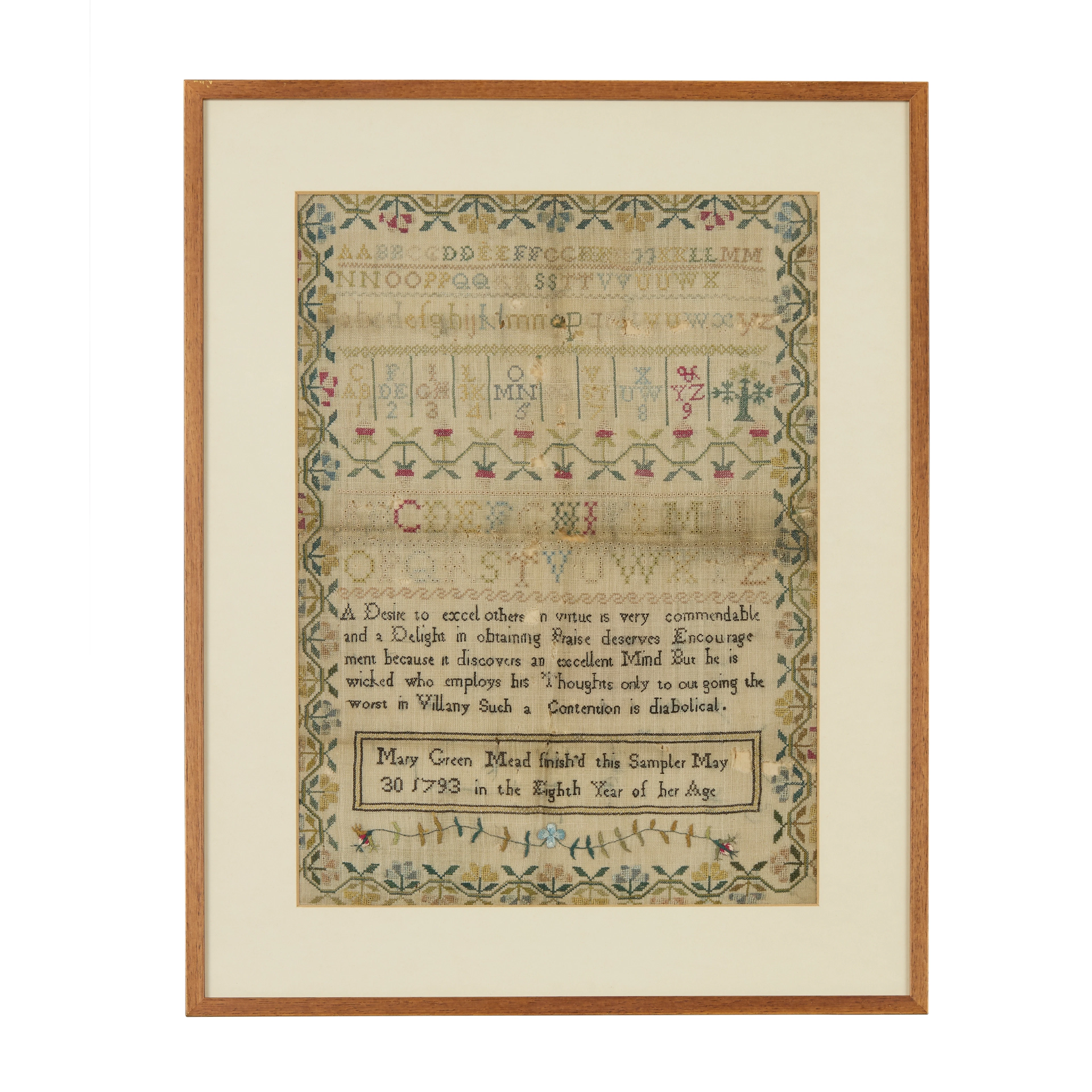 GEORGE III NEEDLEWORK SAMPLER BY MARY GREEN MEAD
