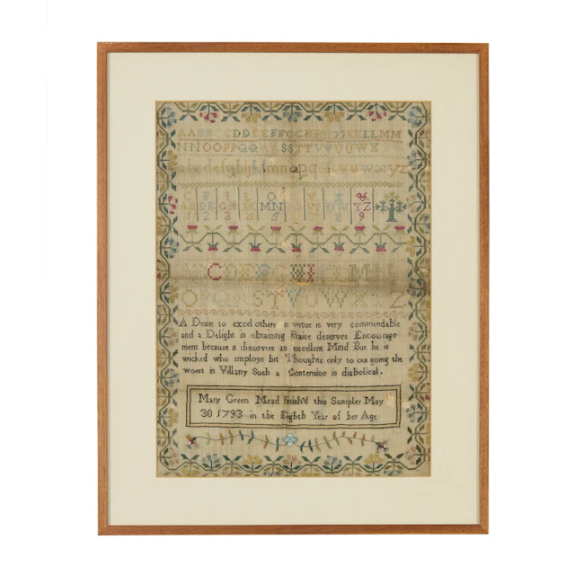 GEORGE III NEEDLEWORK SAMPLER BY MARY GREEN MEAD