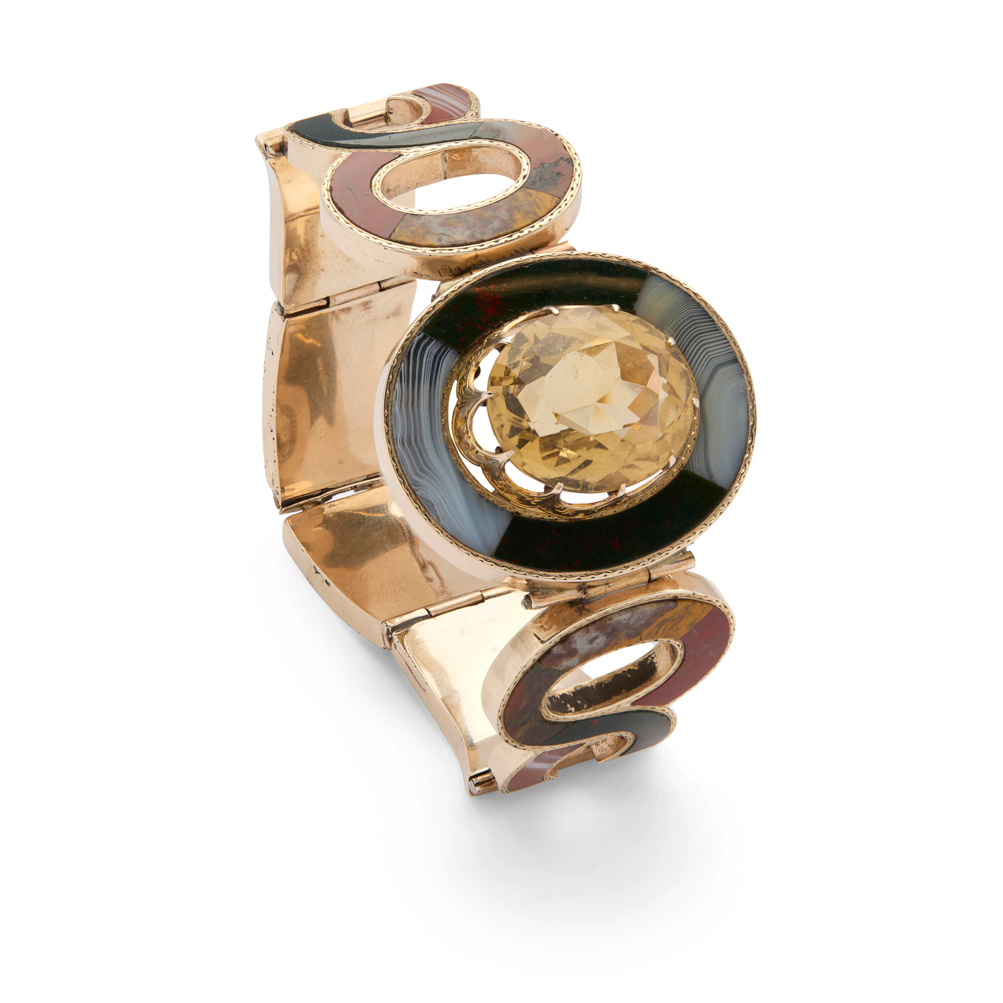 A late 19th century Scottish citrine and agate bracelet