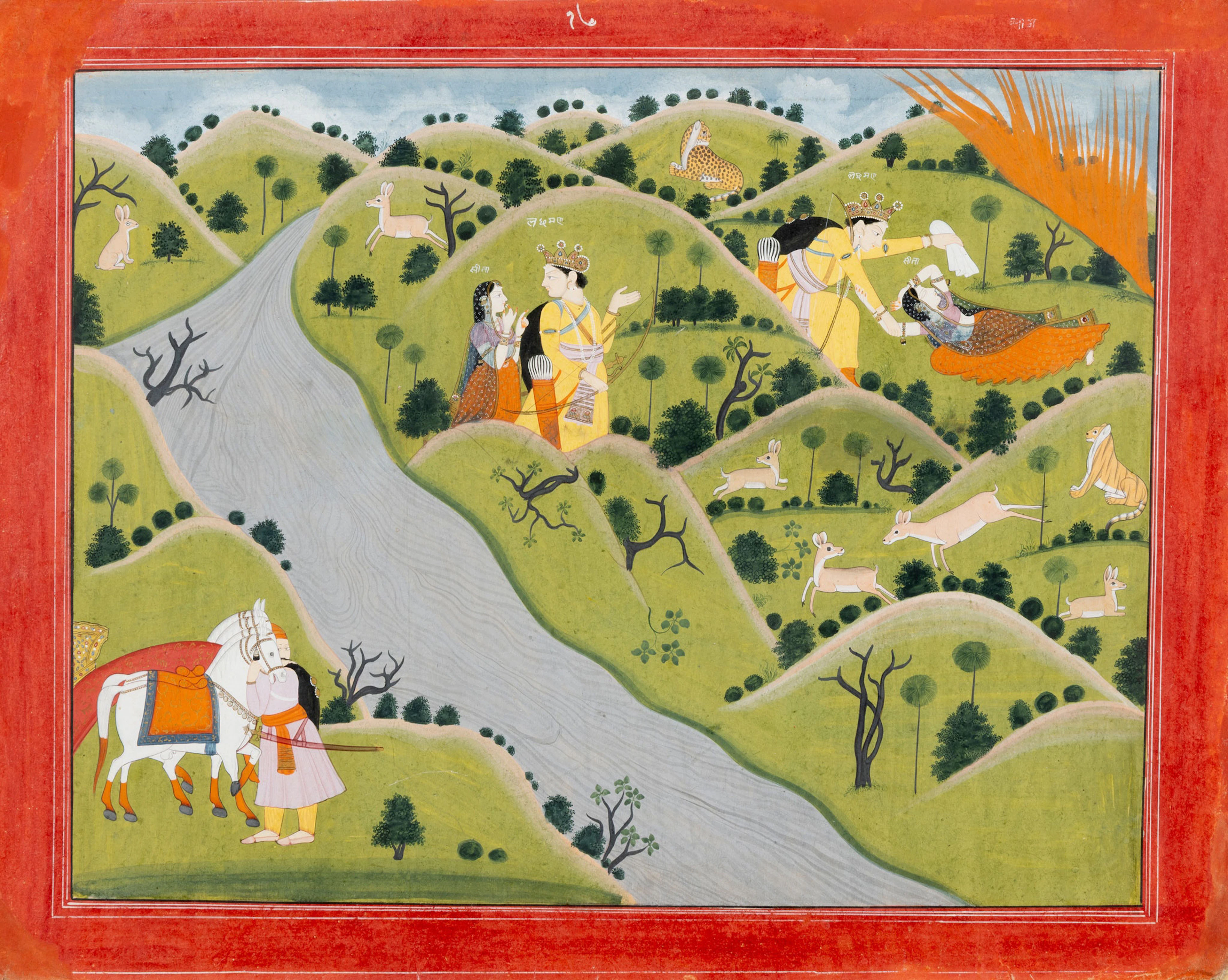 AN ILLUSTRATION FROM THE 'NADAUN' RAMAYANA: LAKSHMANA ATTENDING TO