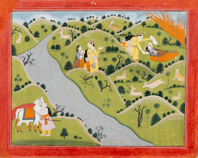 AN ILLUSTRATION FROM THE 'NADAUN' RAMAYANA: LAKSHMANA ATTENDING TO