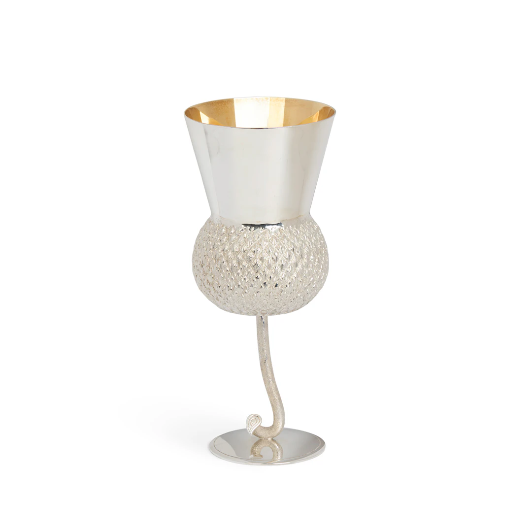 CONTEMPORARY SILVER STEMMED THISTLE GOBLET