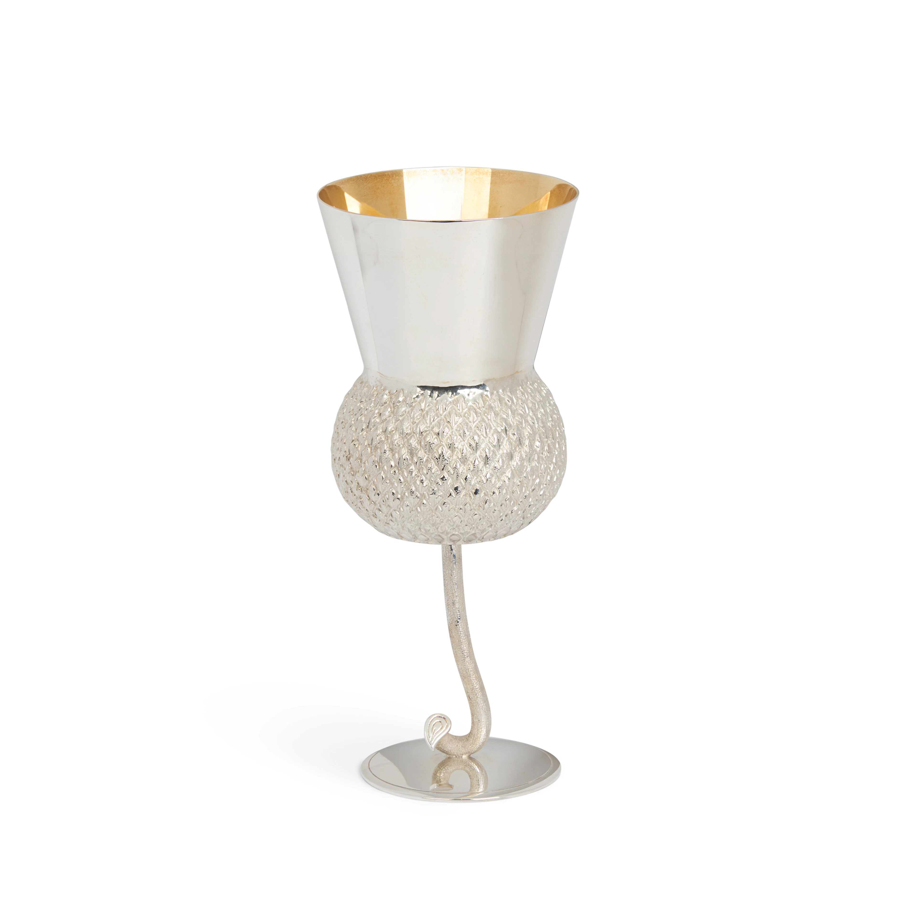 CONTEMPORARY SILVER STEMMED THISTLE GOBLET