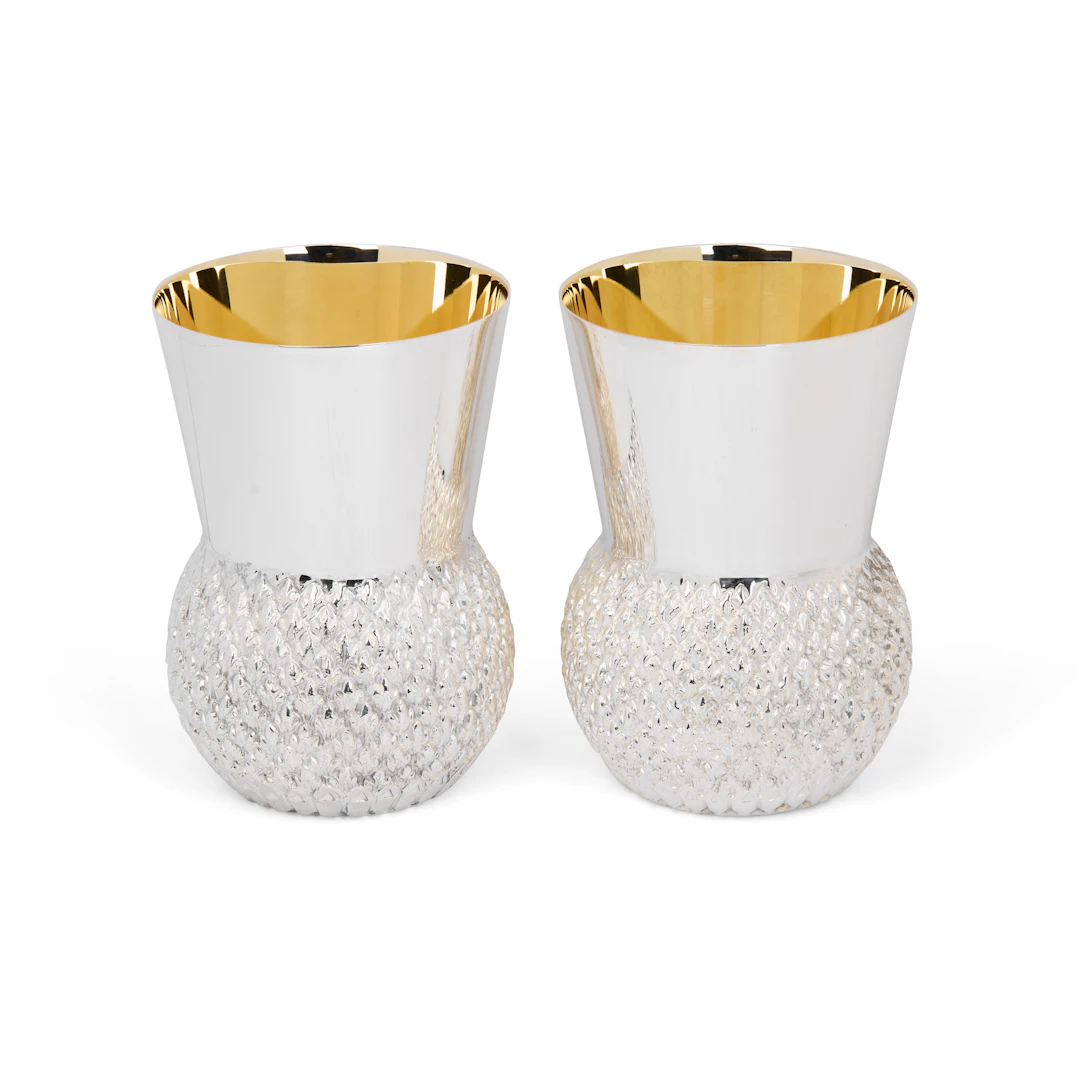 PAIR OF CONTEMPORARY SILVER THISTLE GOBLETS