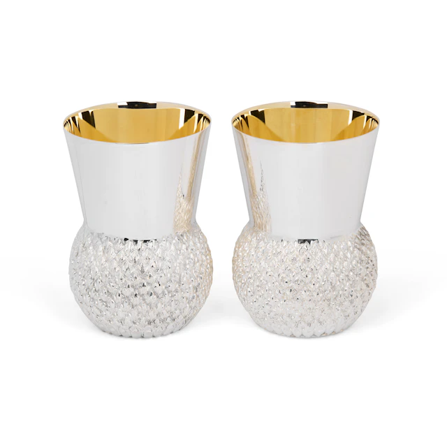 PAIR OF CONTEMPORARY SILVER THISTLE GOBLETS