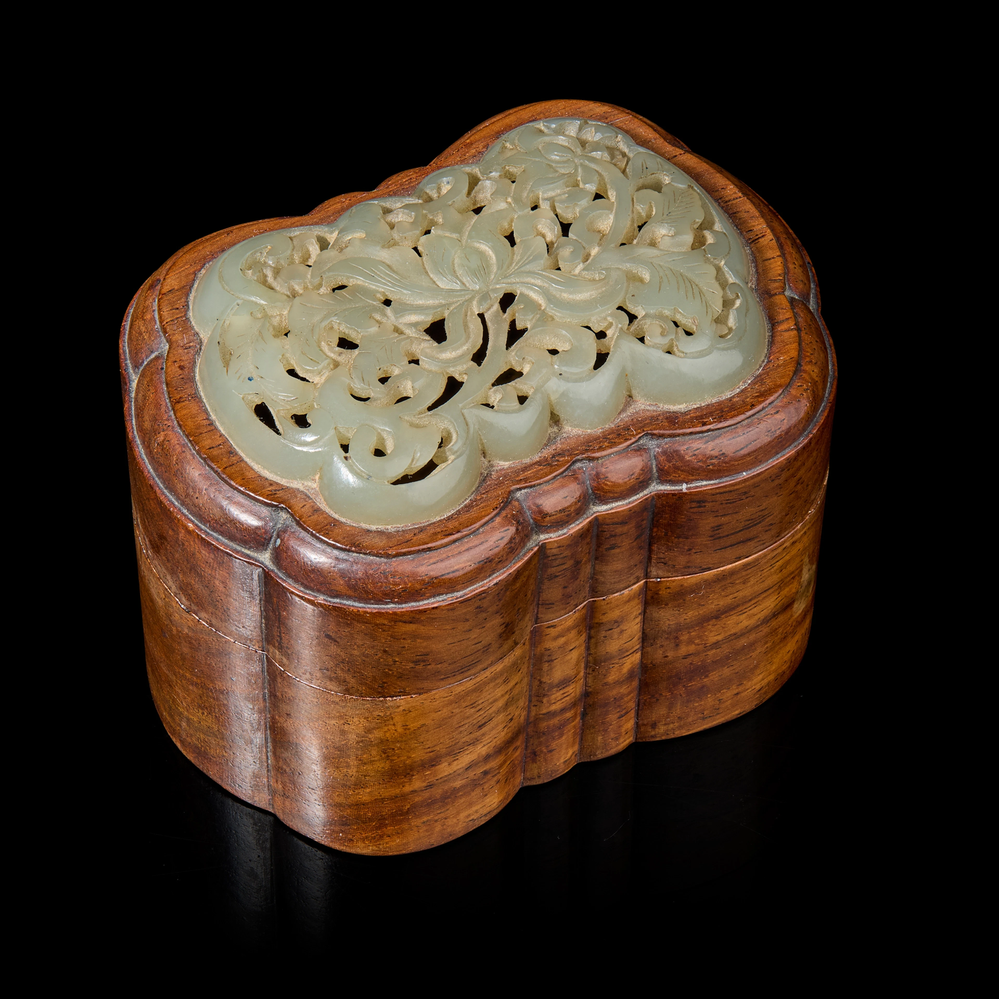 [INCENSE CULTURE] CHINESE PALE CELADON JADE INLAID HUANGHUALI INCENSE