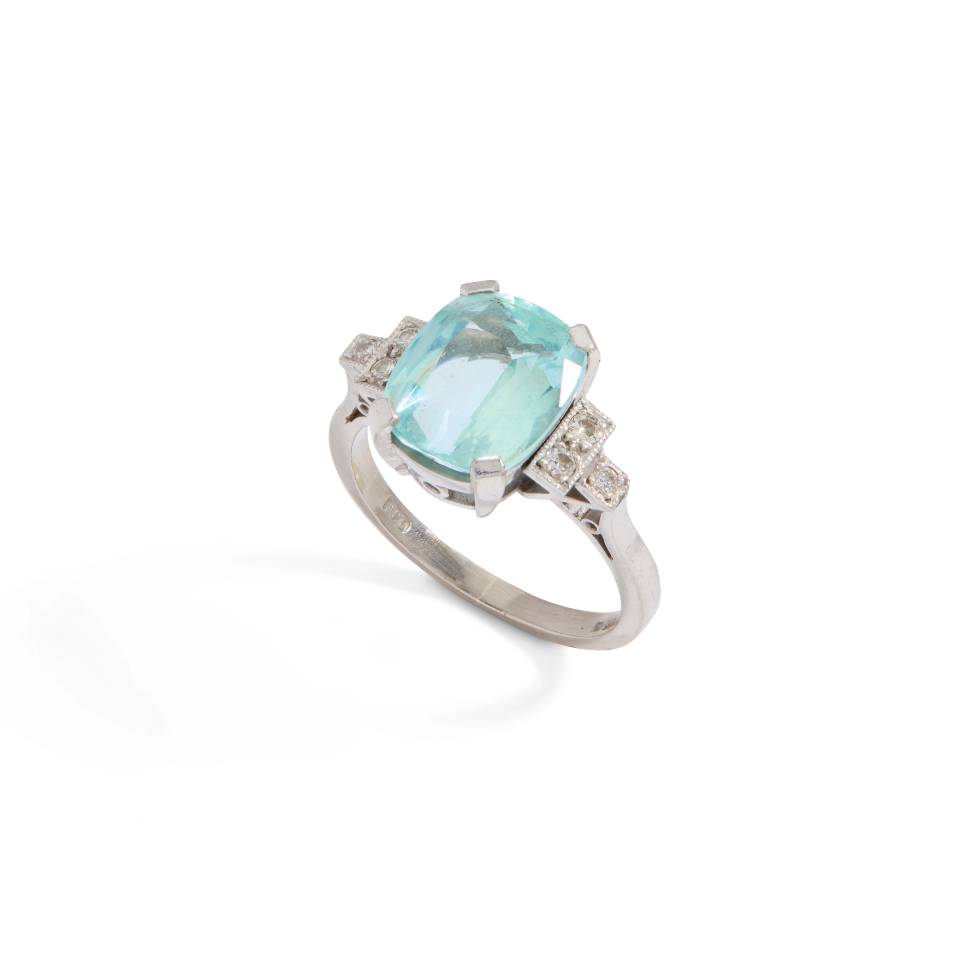 An 18ct gold aquamarine and diamond cocktail ring