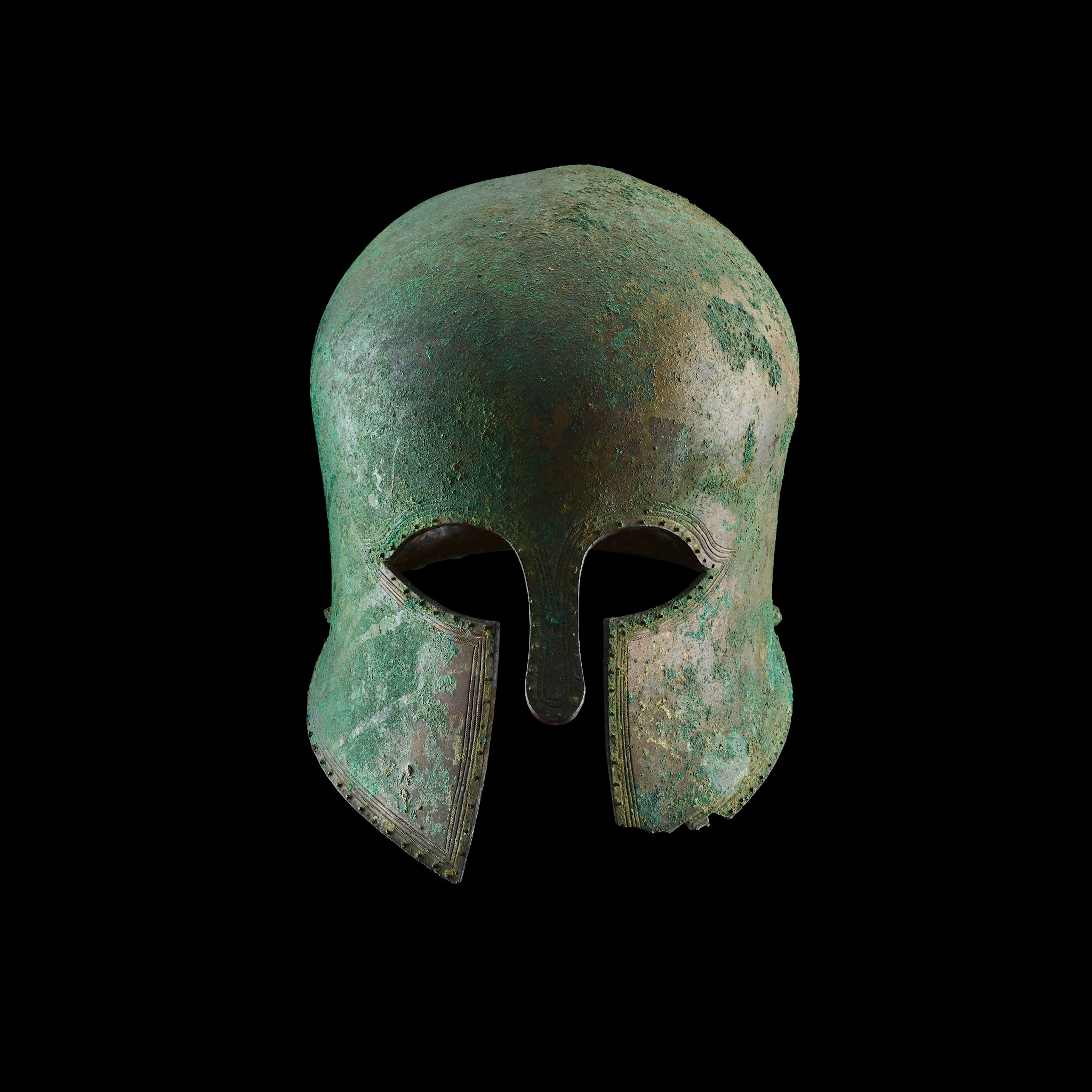 EXCEPTIONAL ANCIENT GREEK HELMET OF CORINTHIAN TYPE