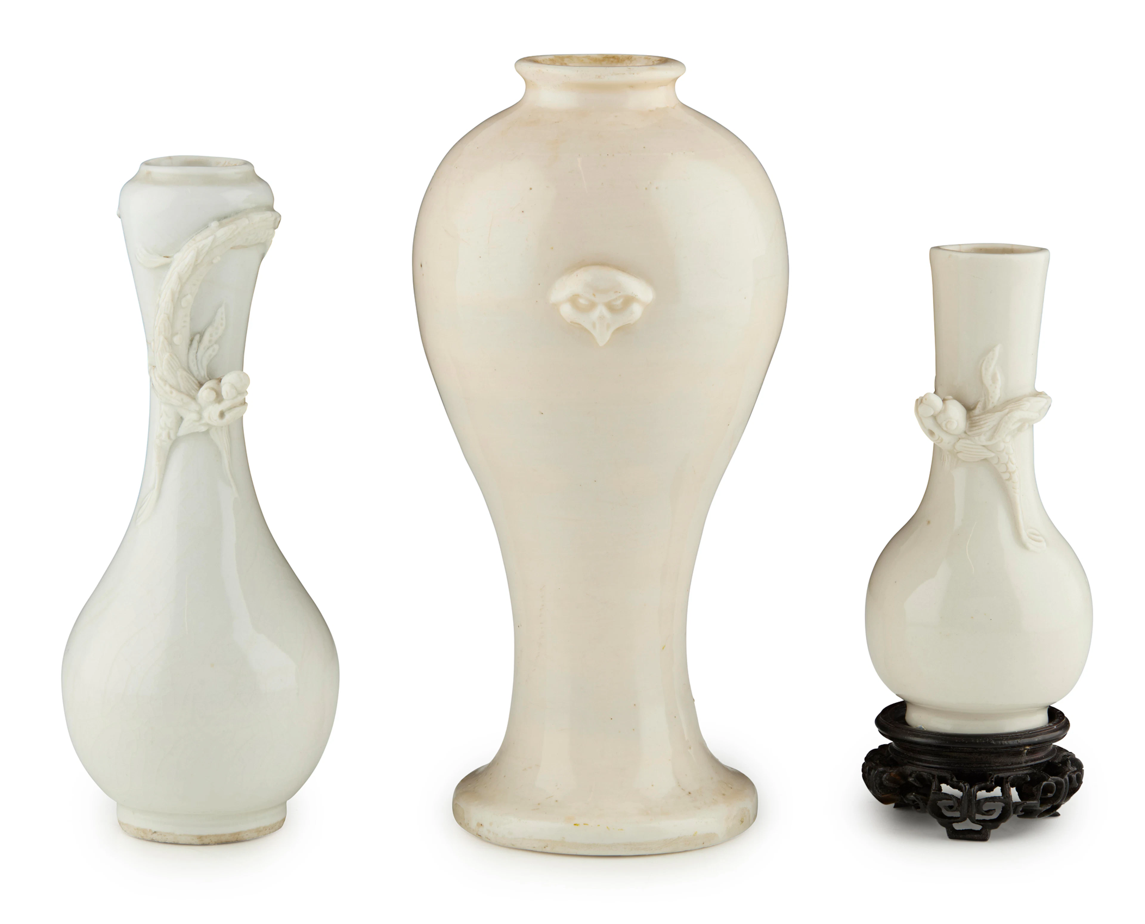 [COLLECTION OF SIR JAMES STEWART LOCKHART] GROUP OF THREE CHINESE DEHUA VASES