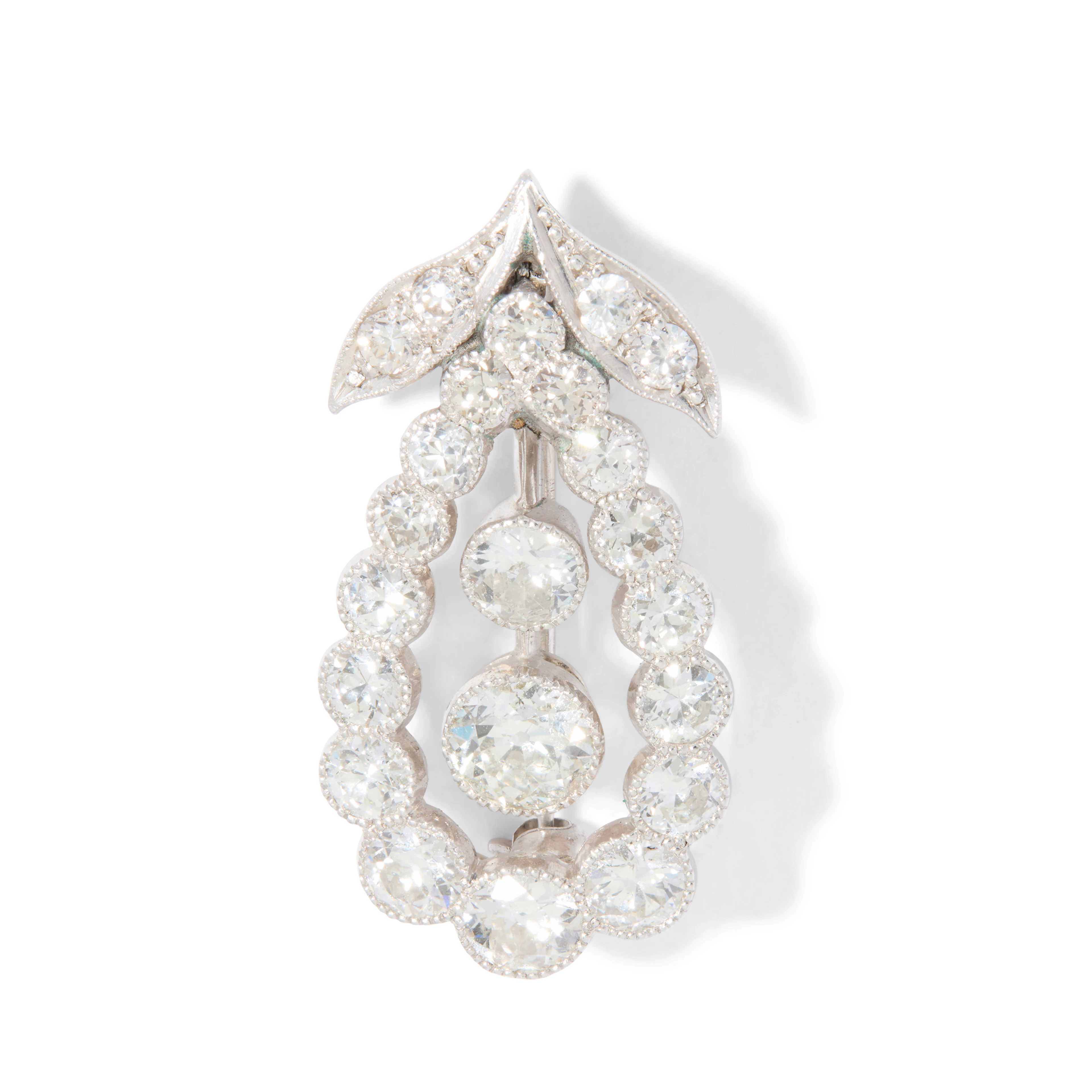 An early 20th century diamond leaf brooch