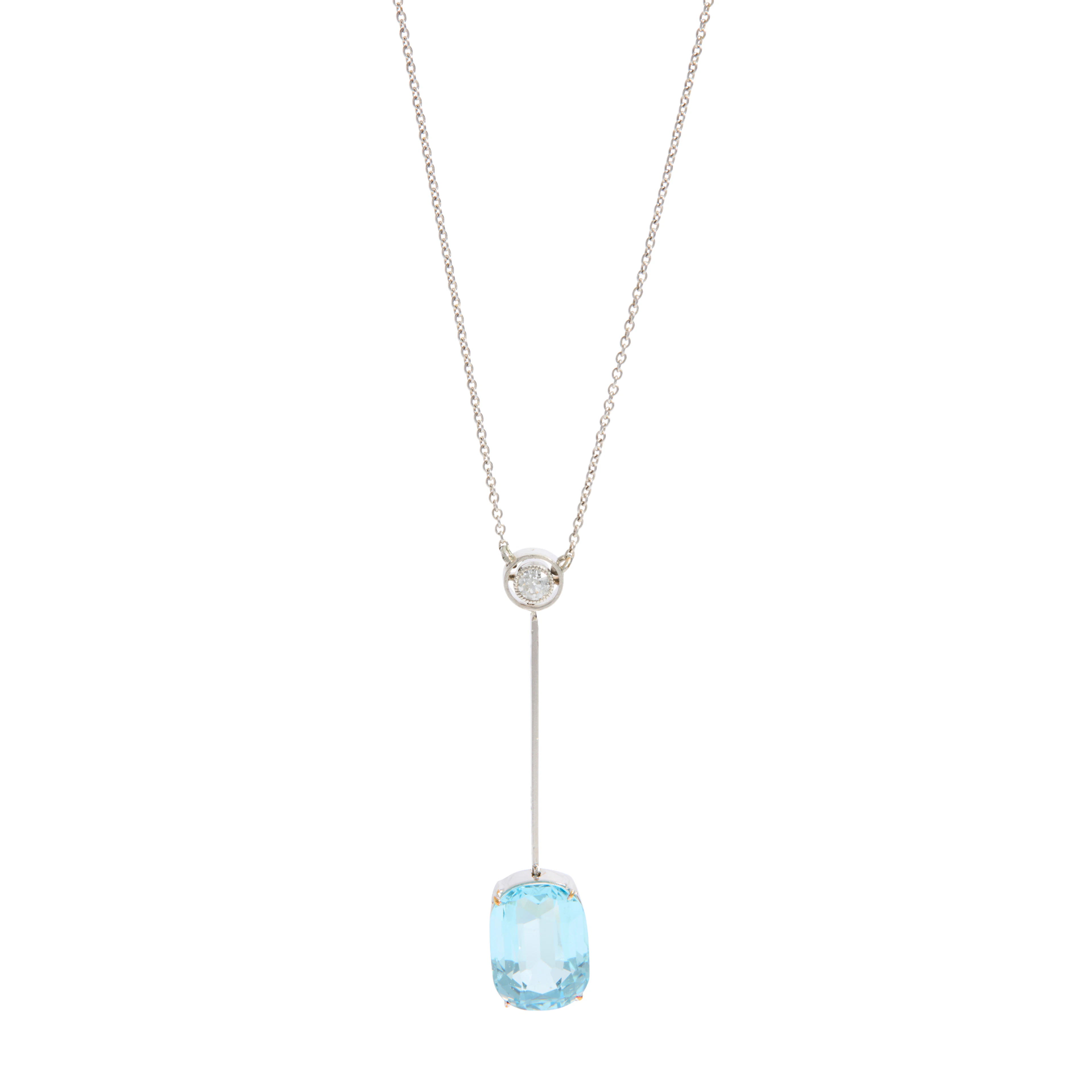 A Belle Époque aquamarine and diamond necklace