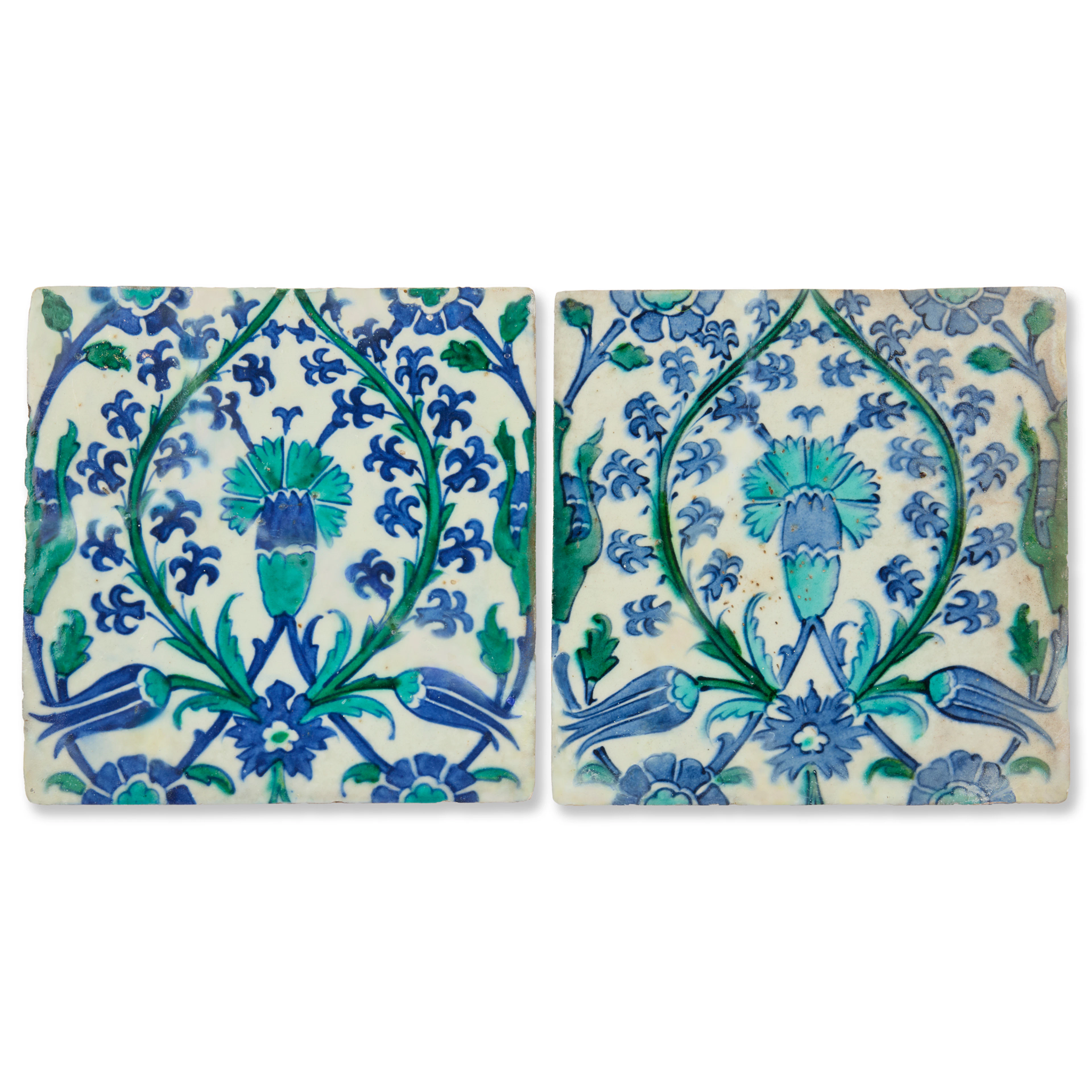 TWO DAMASCUS POTTERY TILES