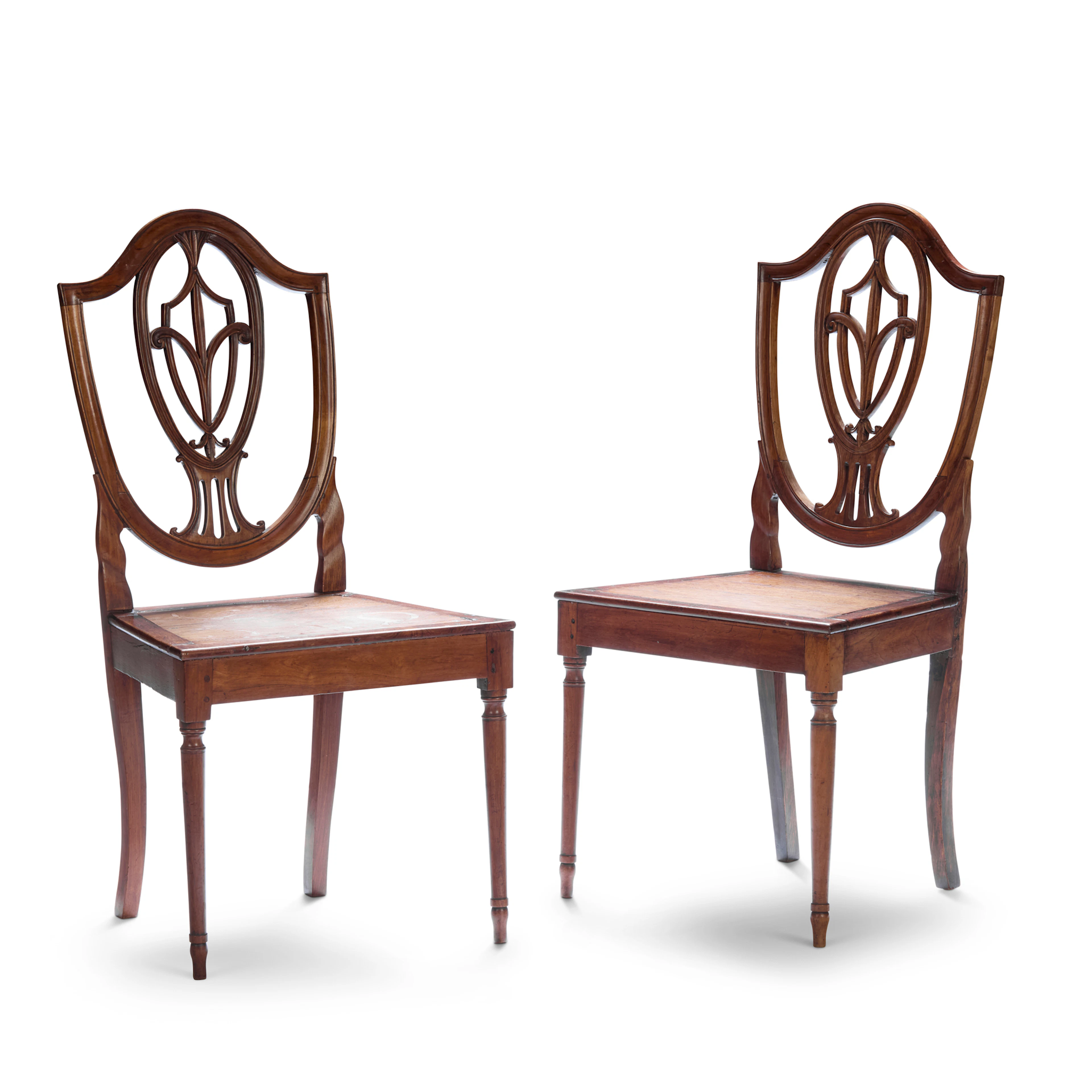 PAIR OF ANGLO-CHINESE PADOUK SIDE CHAIRS