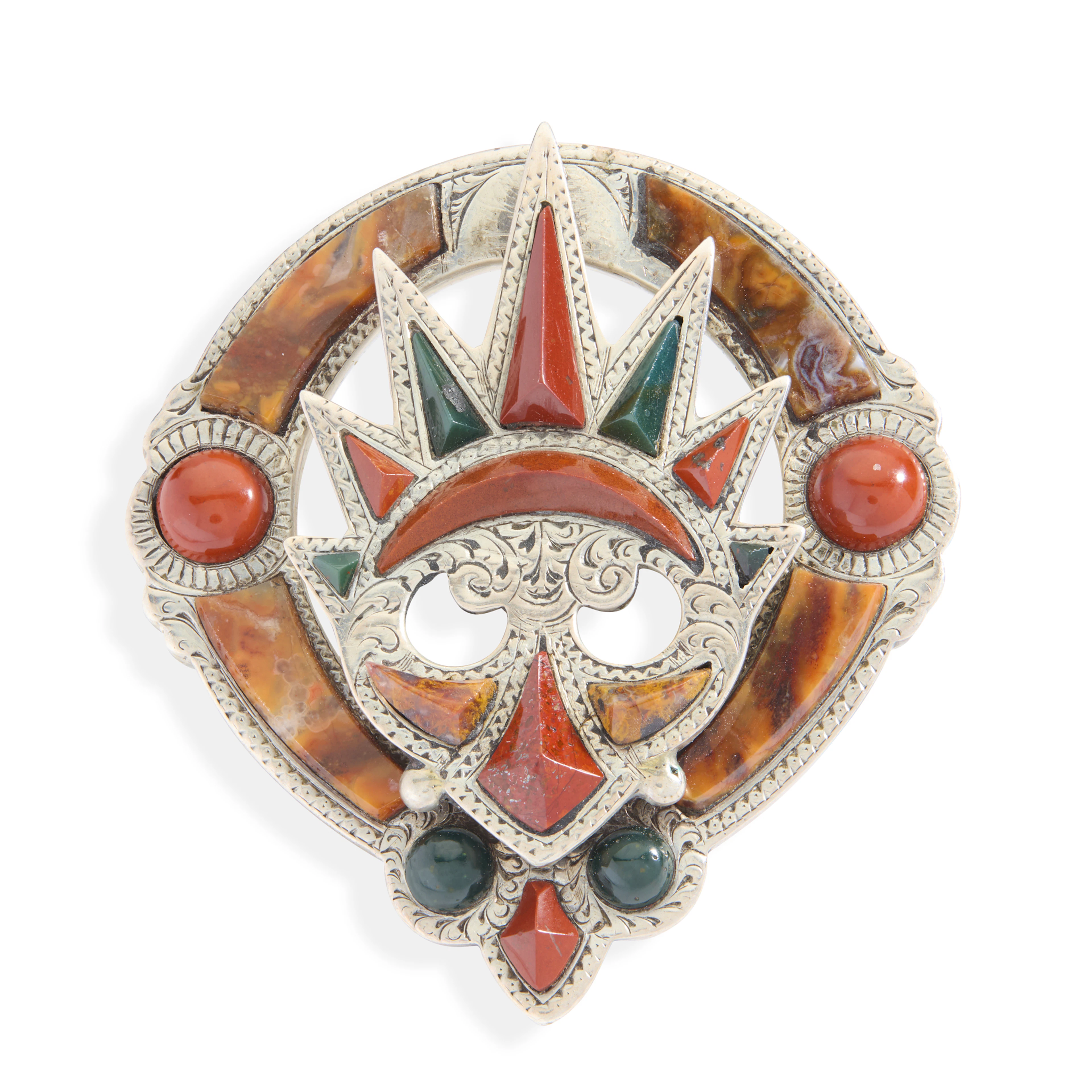 A VICTORIAN SCOTTISH HARDSTONE BROOCH