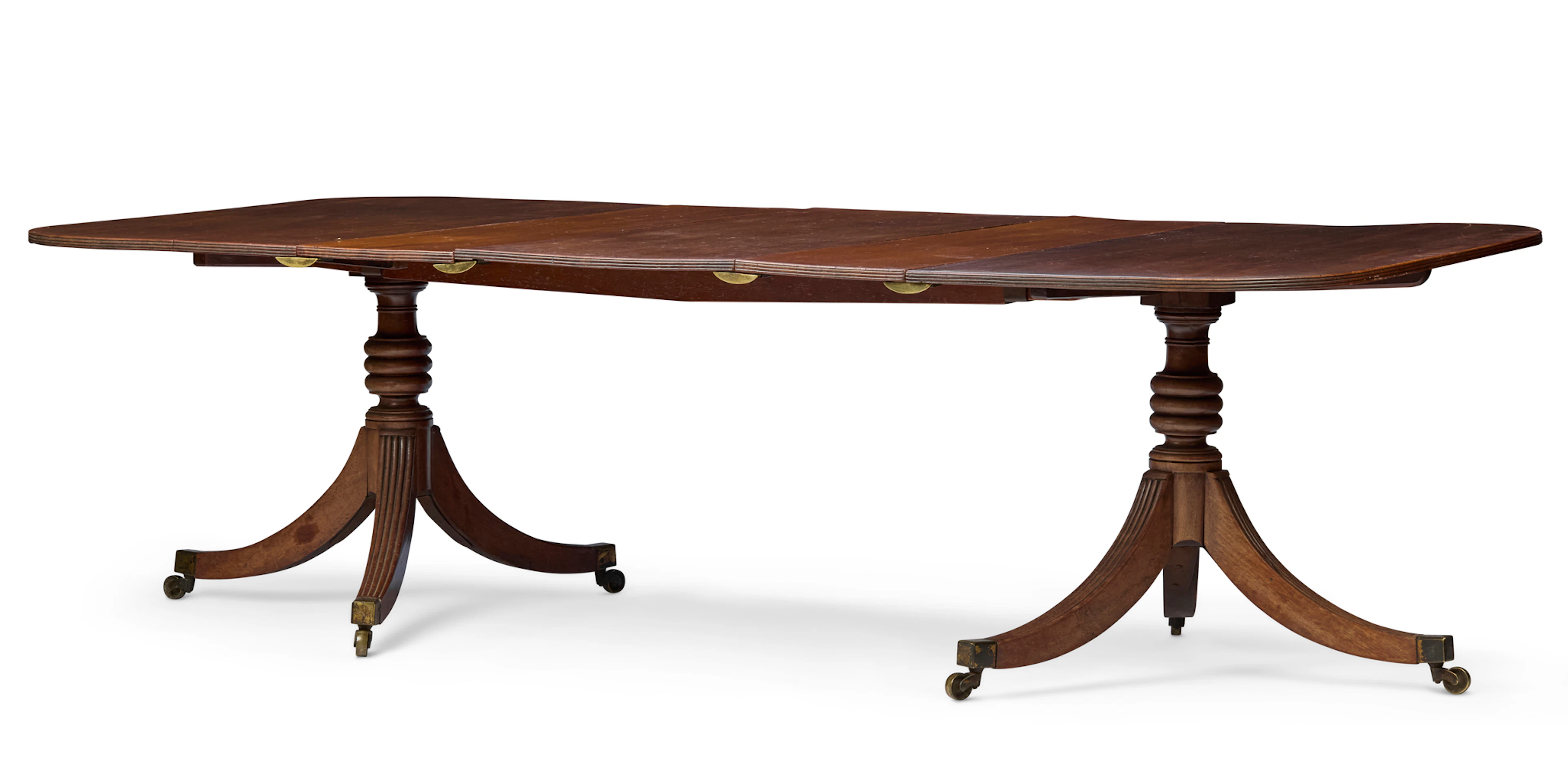 GEORGE III MAHOGANY TWIN PEDESTAL DINING TABLE