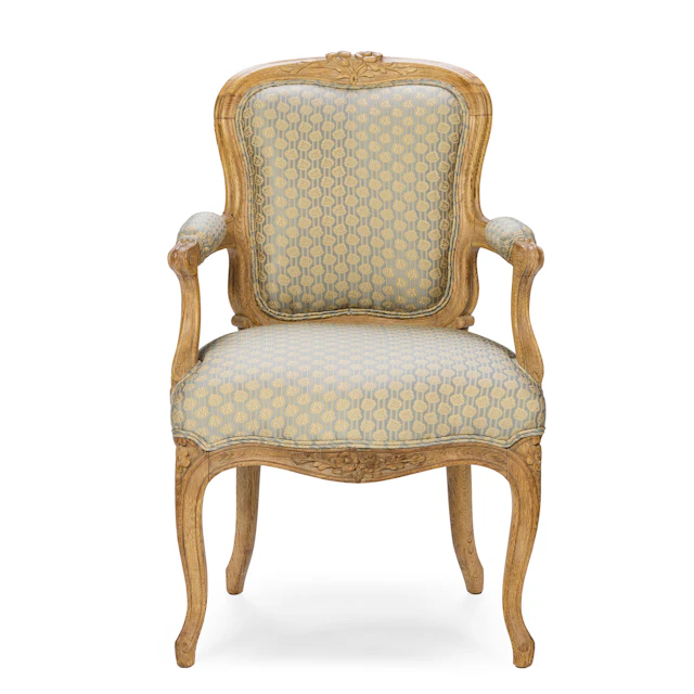 LOUIS XV STYLE FIGURED ASH FAUTEUIL