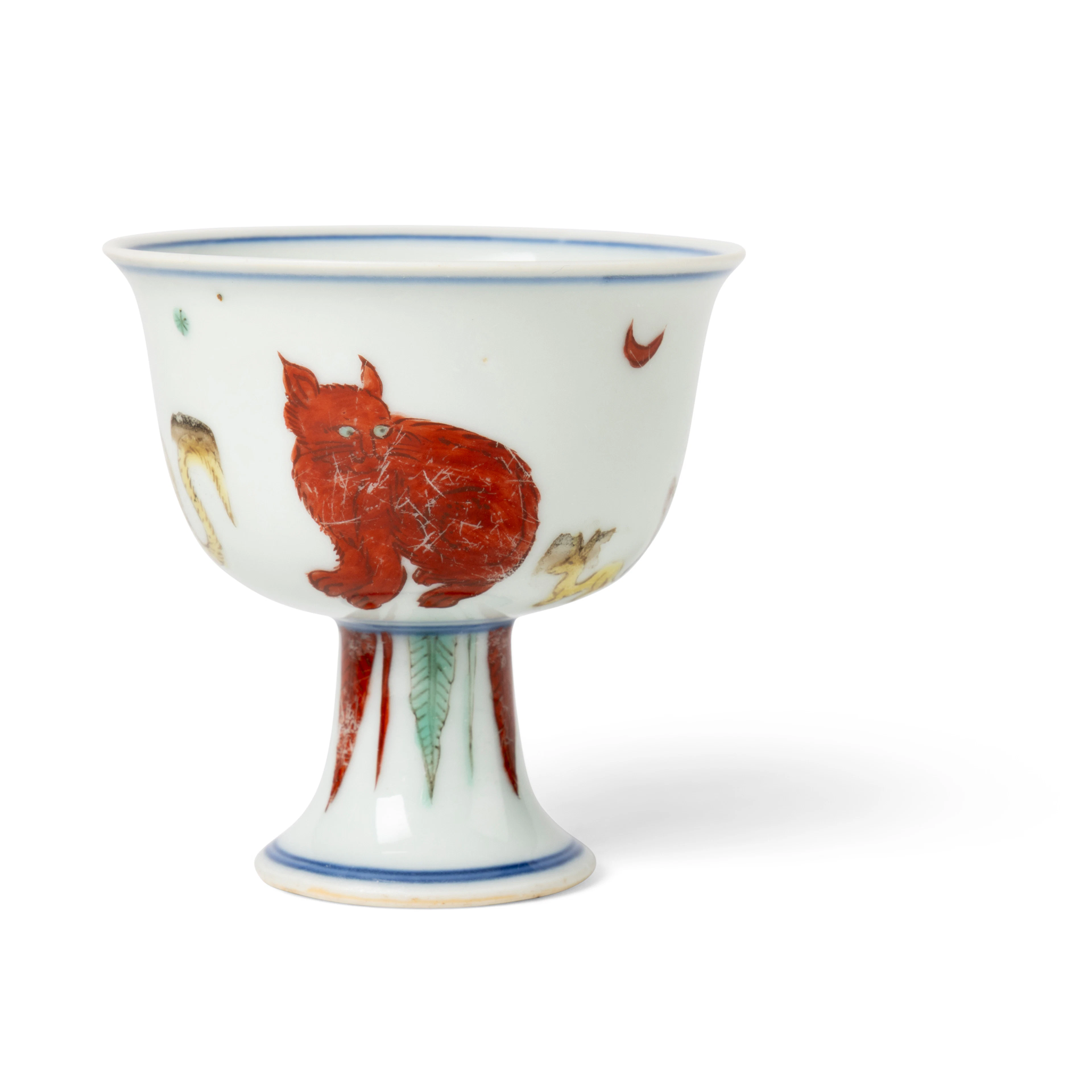 CHINESE WUCAI 'MYTHICAL BEAST' STEM CUP