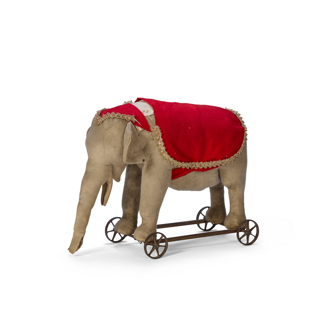 STIEFF MOHAIR ELEPHANT ON WHEELS
