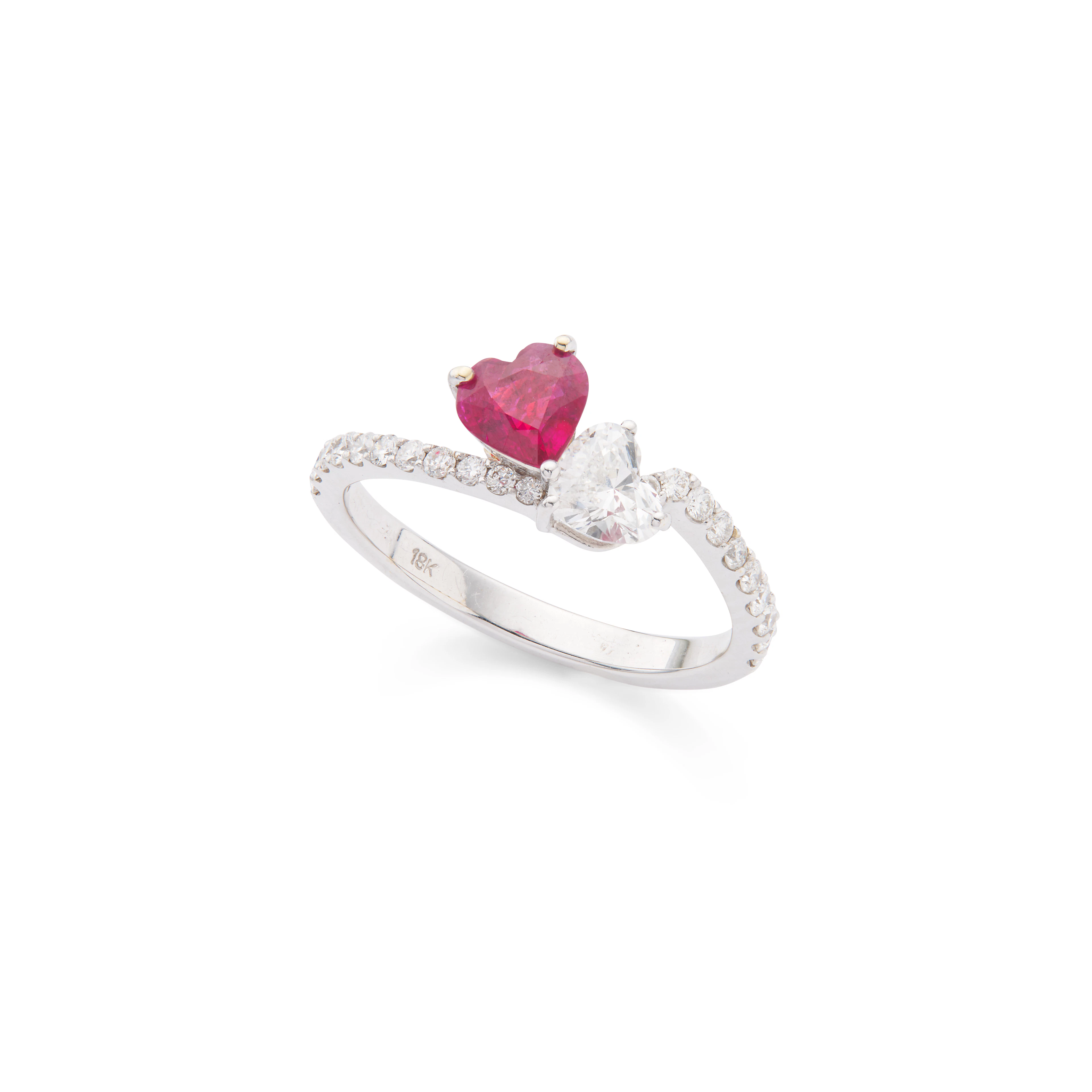 A ruby and diamond 'Toi et Moi' ring
