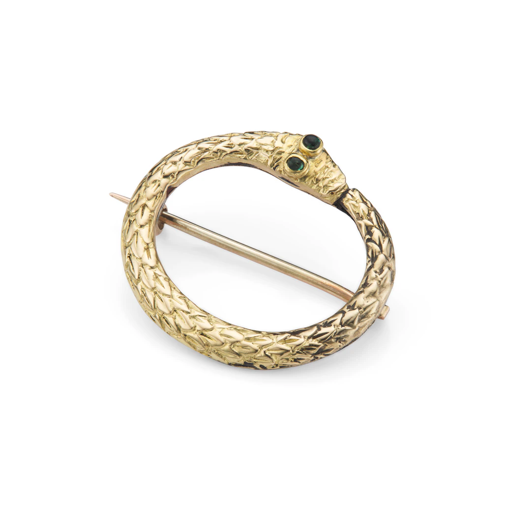 A snake brooch, mid 19th century