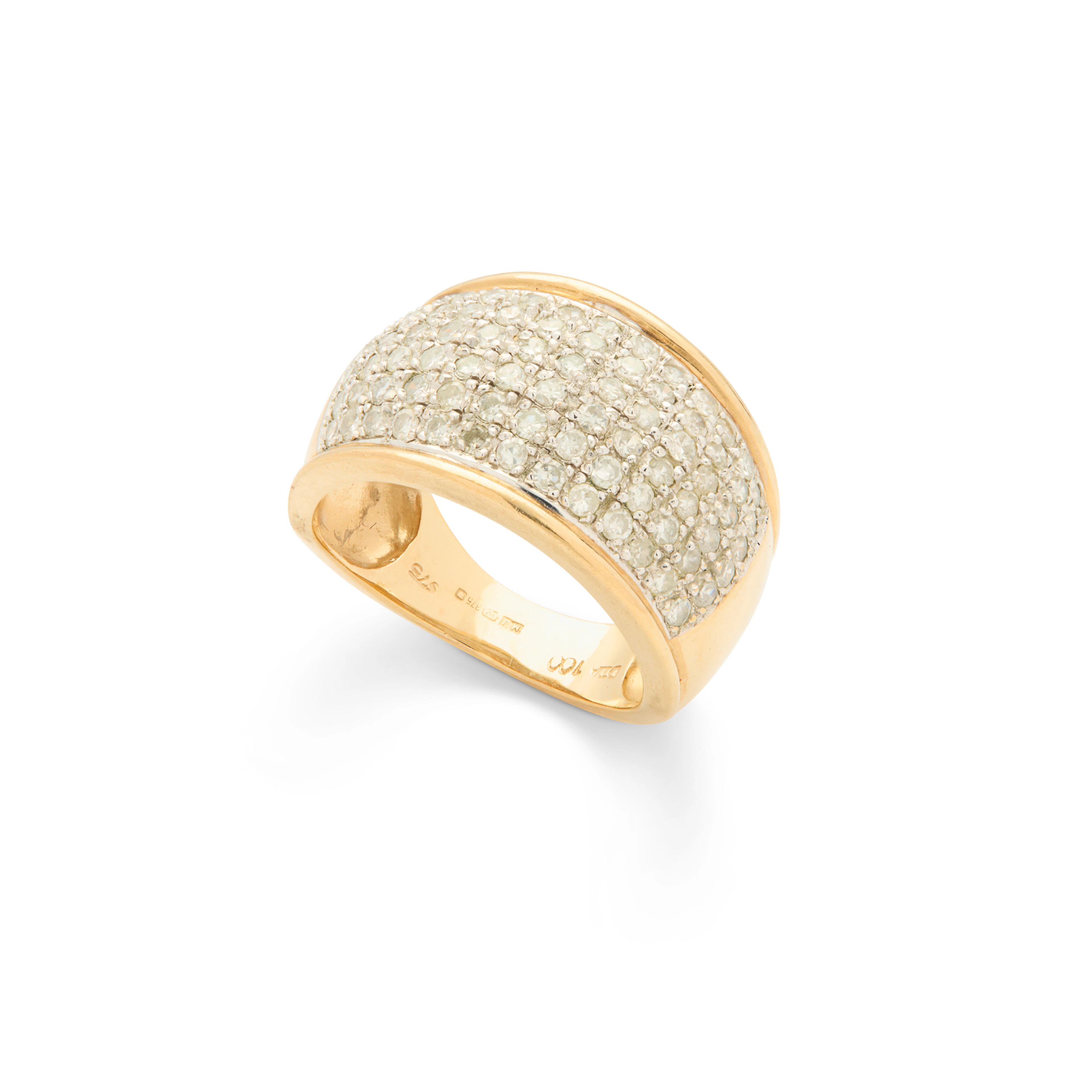 A 9ct gold diamond bombé ring