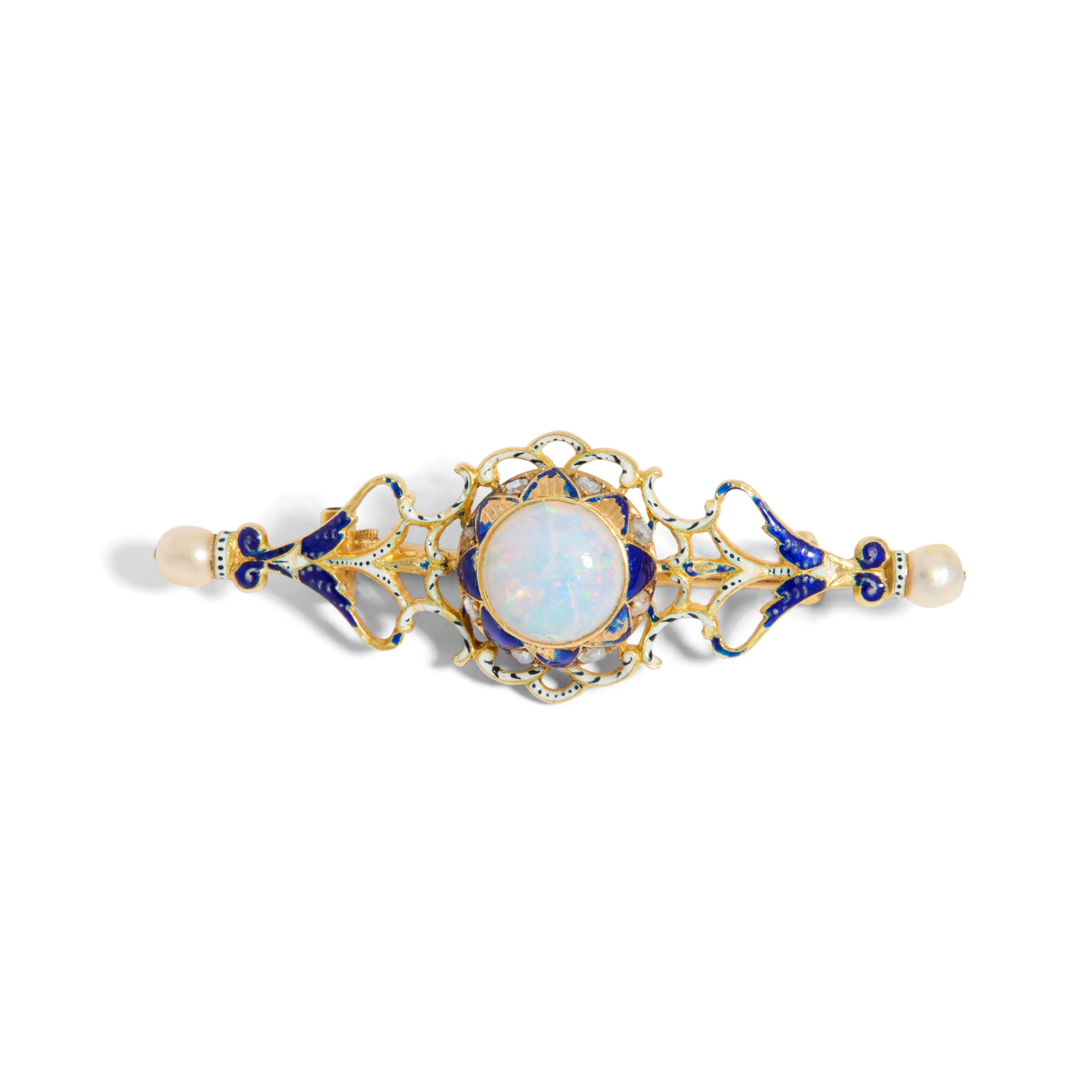 Carlo Guliano: An opal, diamond and enamel brooch
