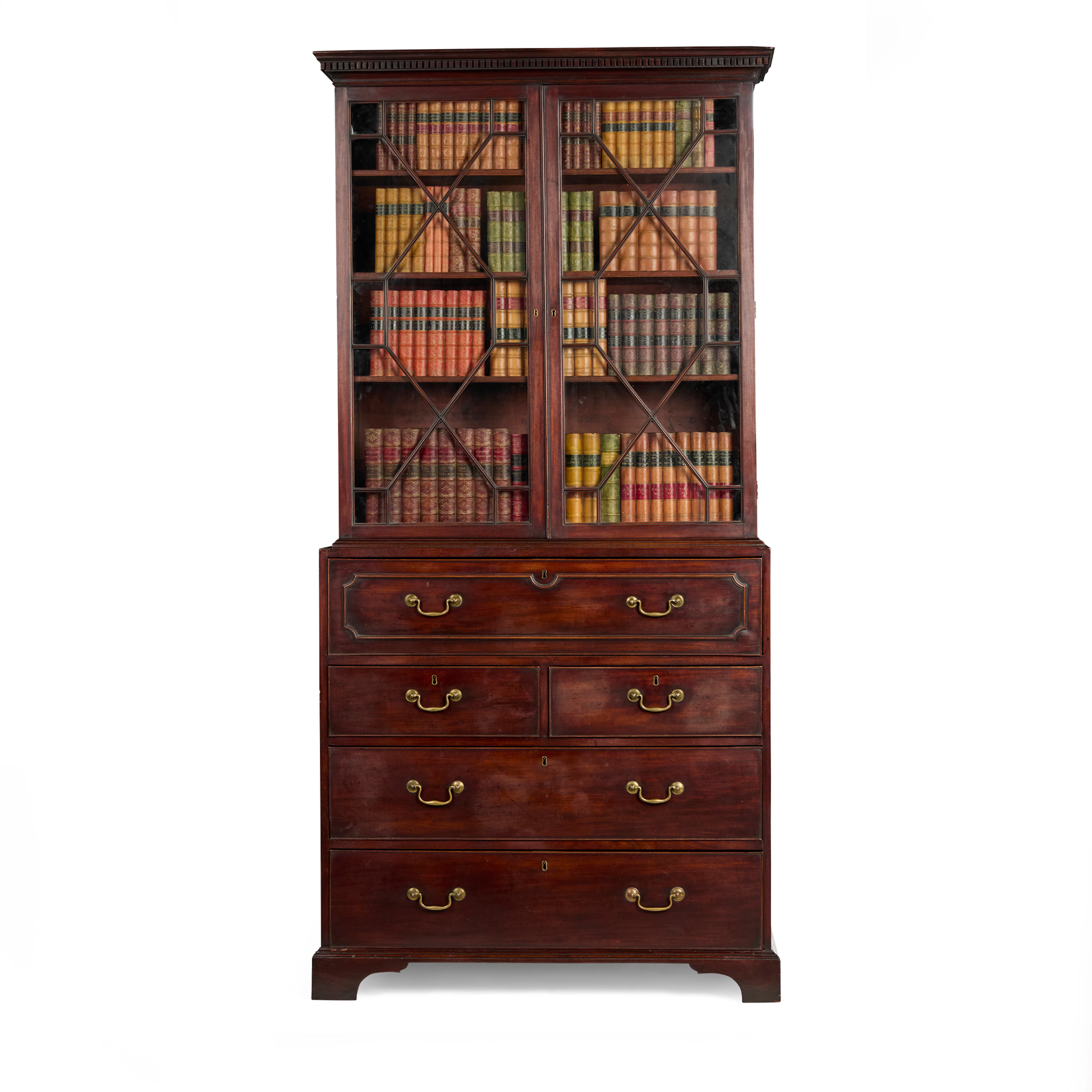 GEORGE III MAHOGANY SECRETAIRE BOOKCASE