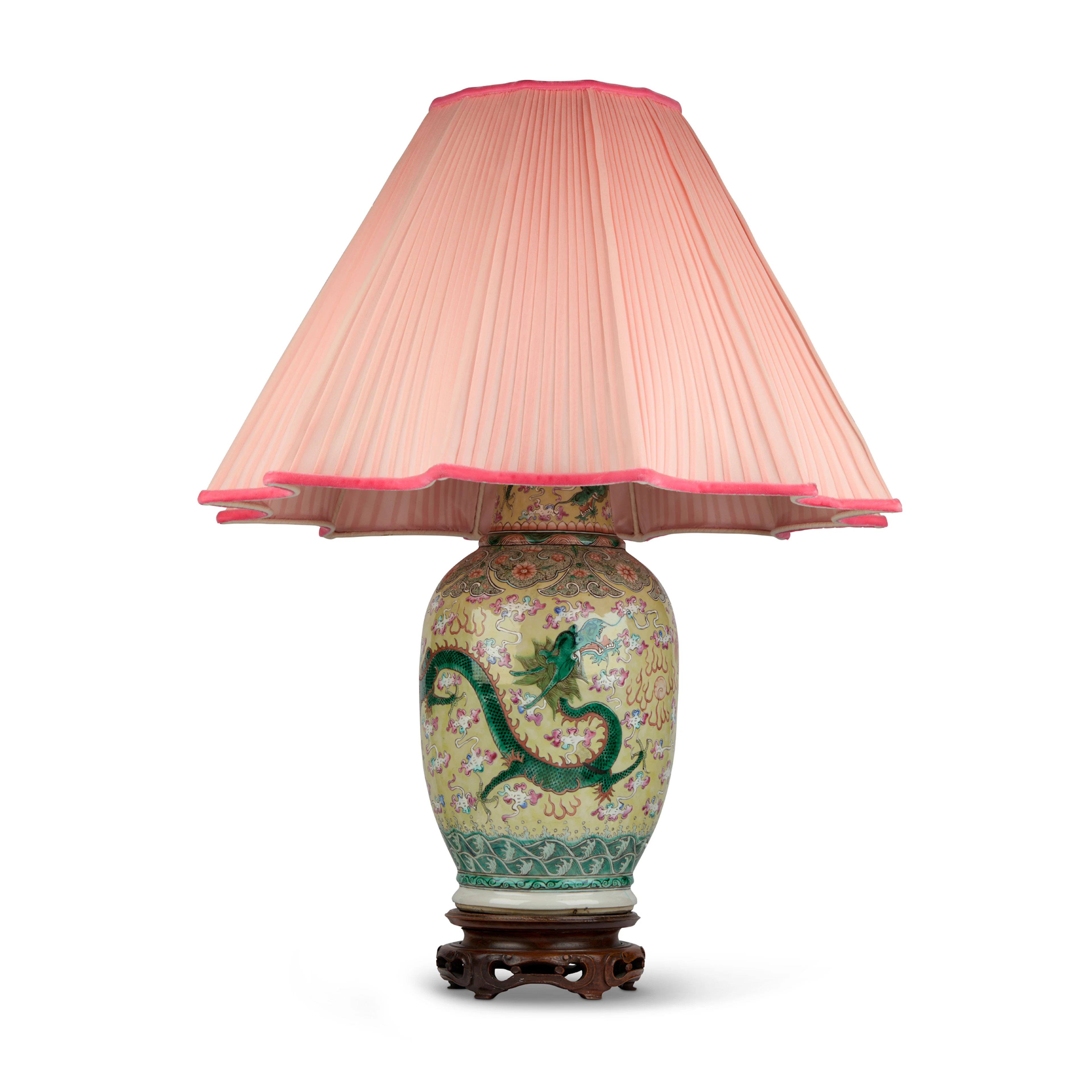 LARGE CHINESE FAMILLE ROSE 'DRAGON' VASE LAMP