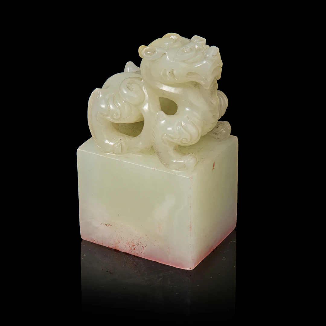 CHINESE WHITE JADE 'QILIN' RECTANGULAR SEAL