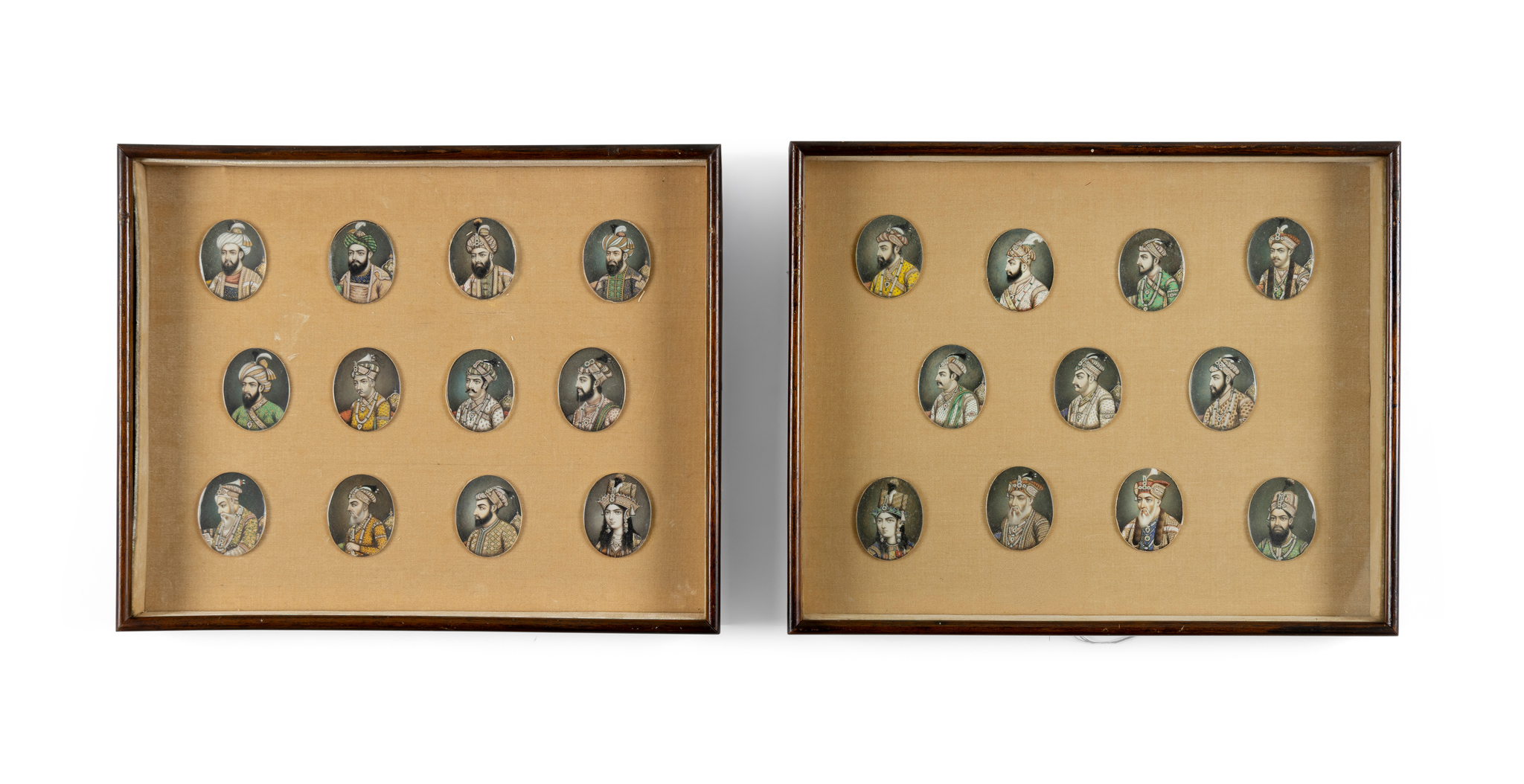 A GROUP OF PORTRAIT MINIATURES ON IVORY OF MUGHAL EMPERORS