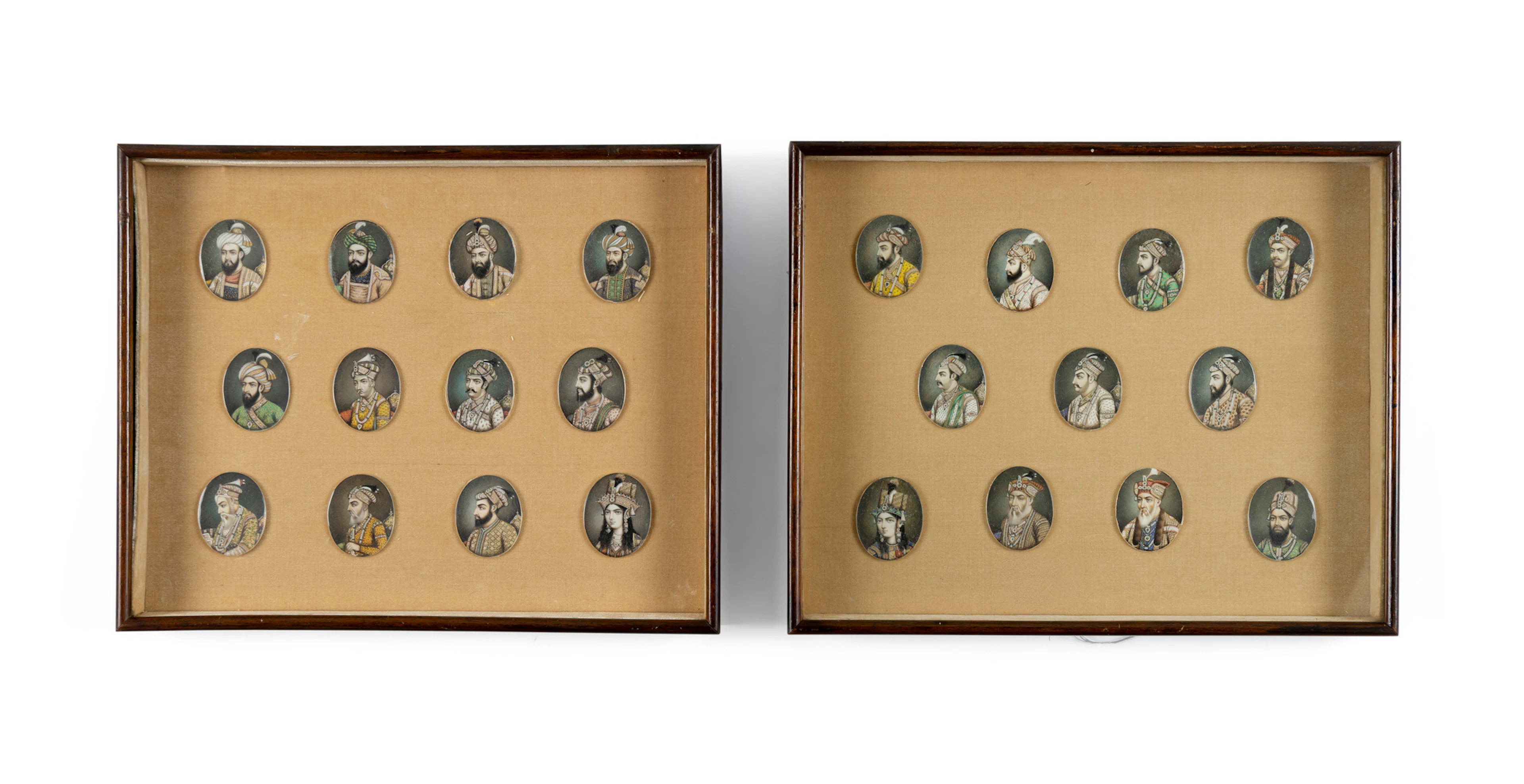 A GROUP OF PORTRAIT MINIATURES ON IVORY OF MUGHAL EMPERORS