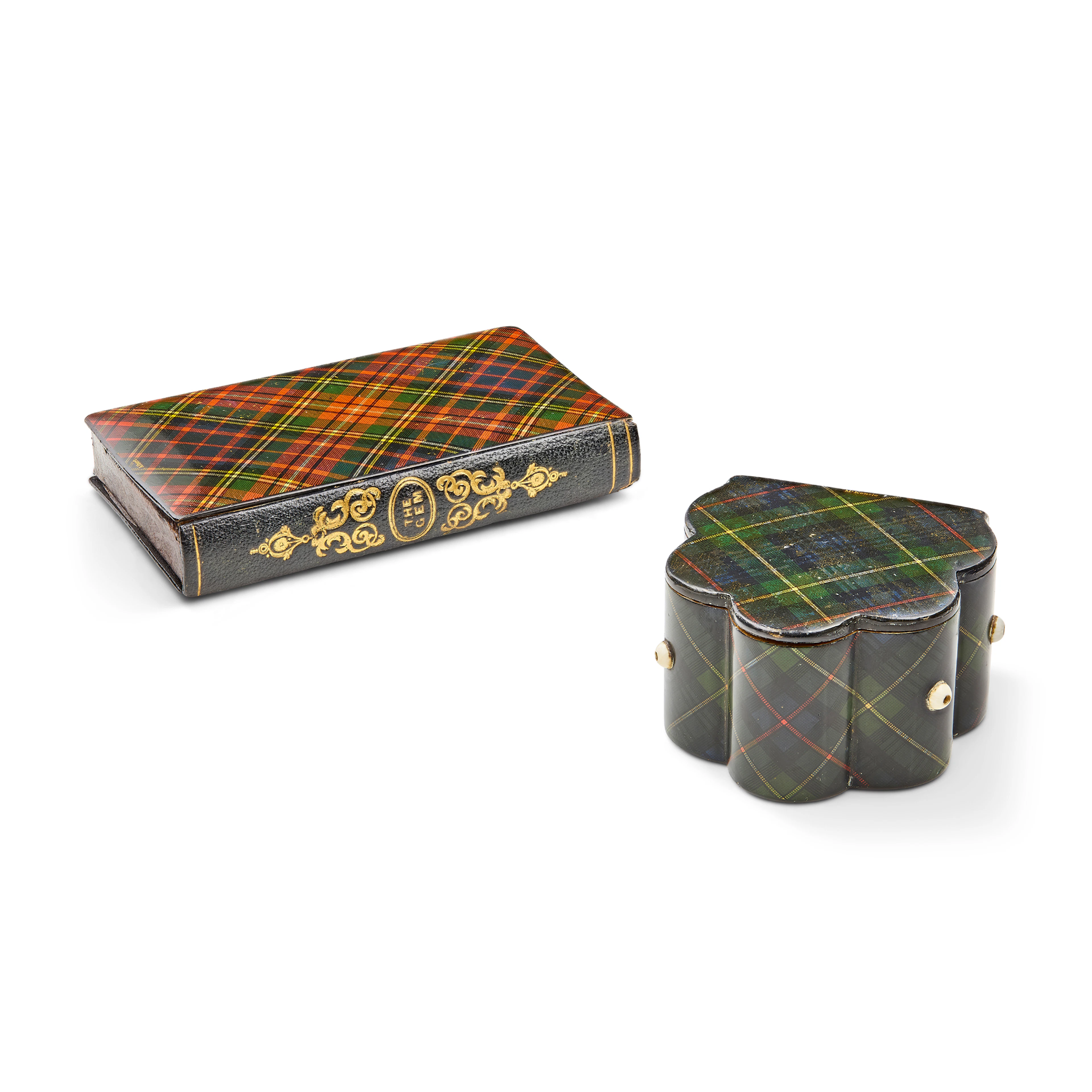 TWO TARTANWARE SEWING BOXES