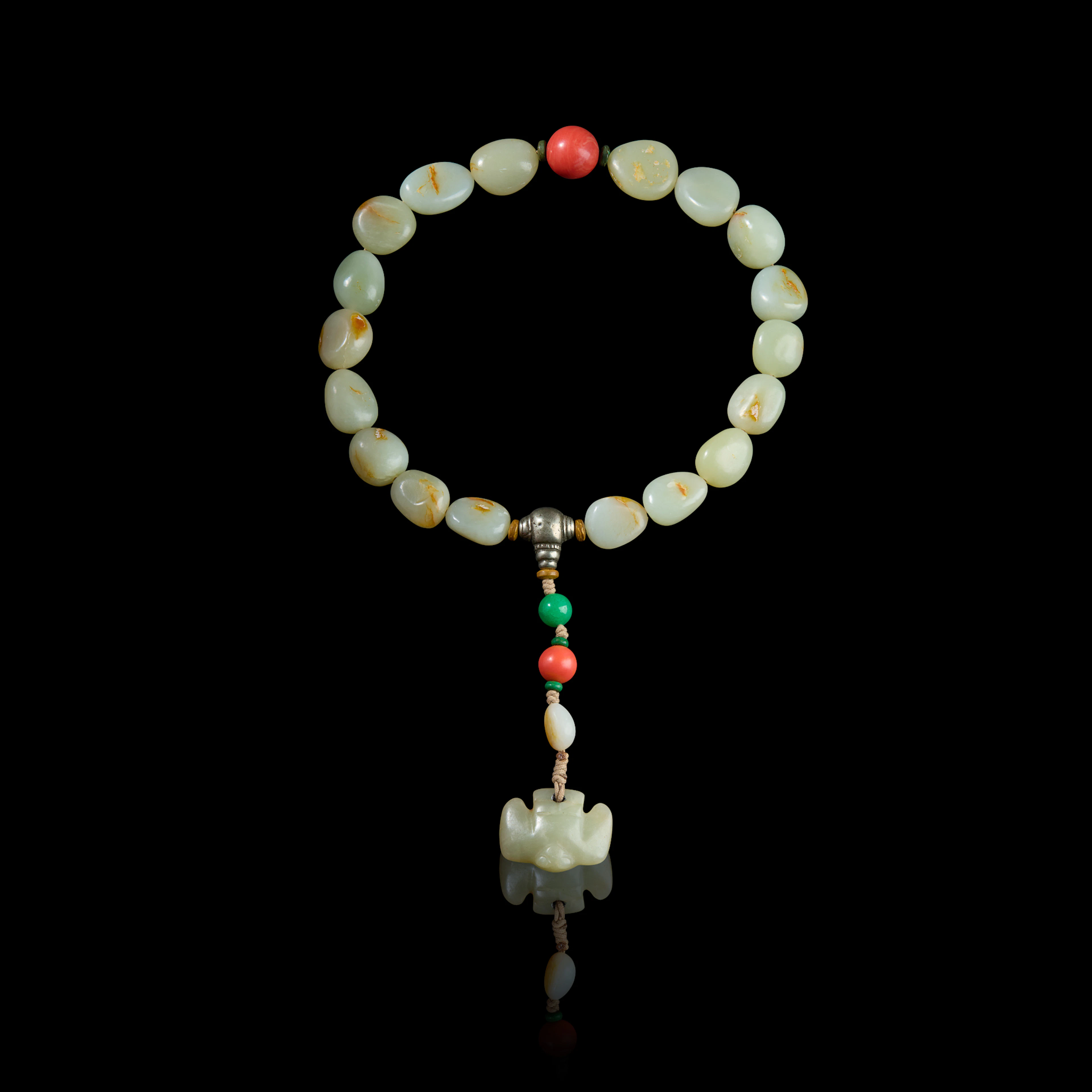 CHINESE TIBETAN-STYLE JADE ROSARY