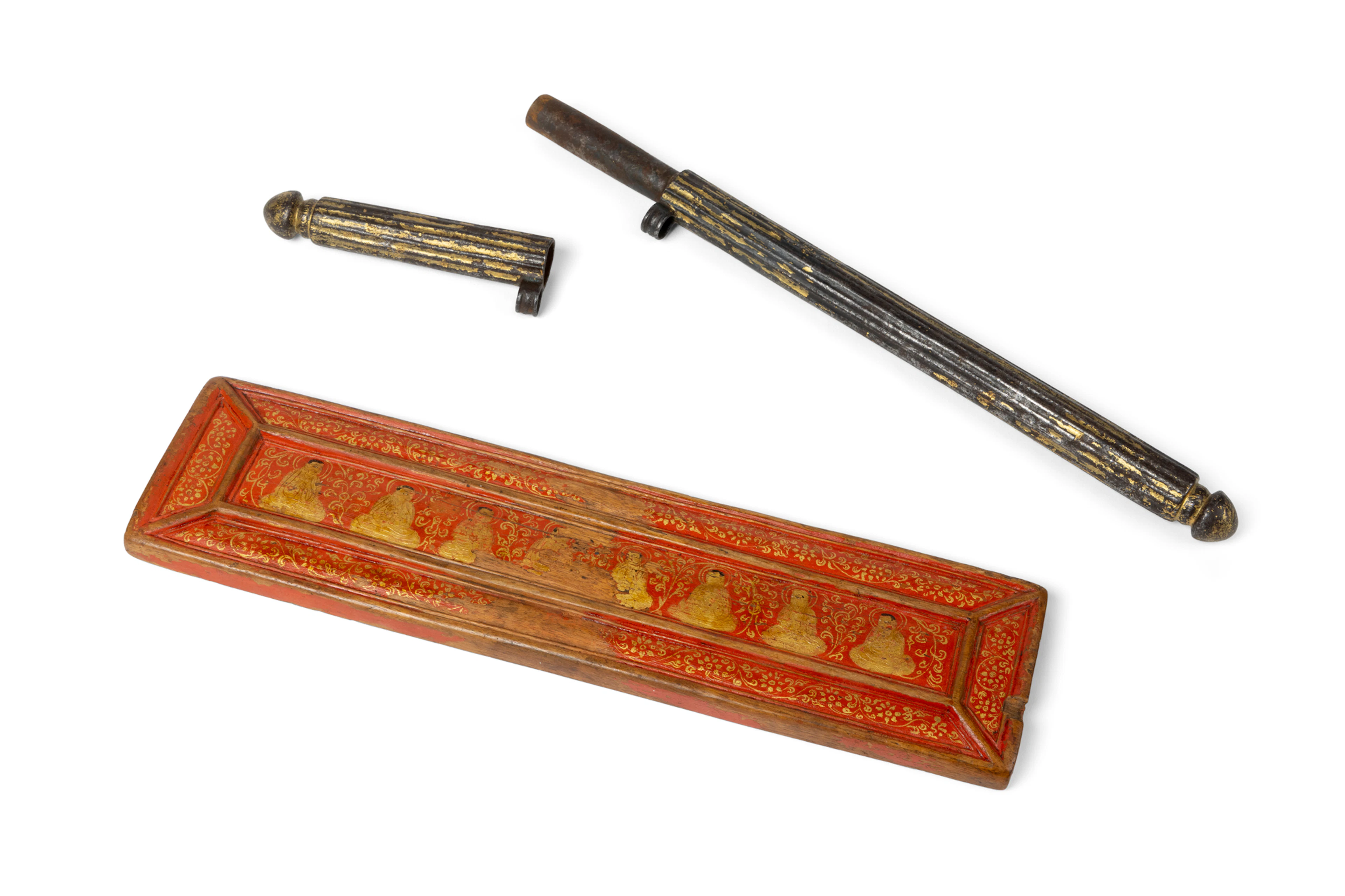 TIBETAN PEN CASE AND MANUSCRIPT COVER