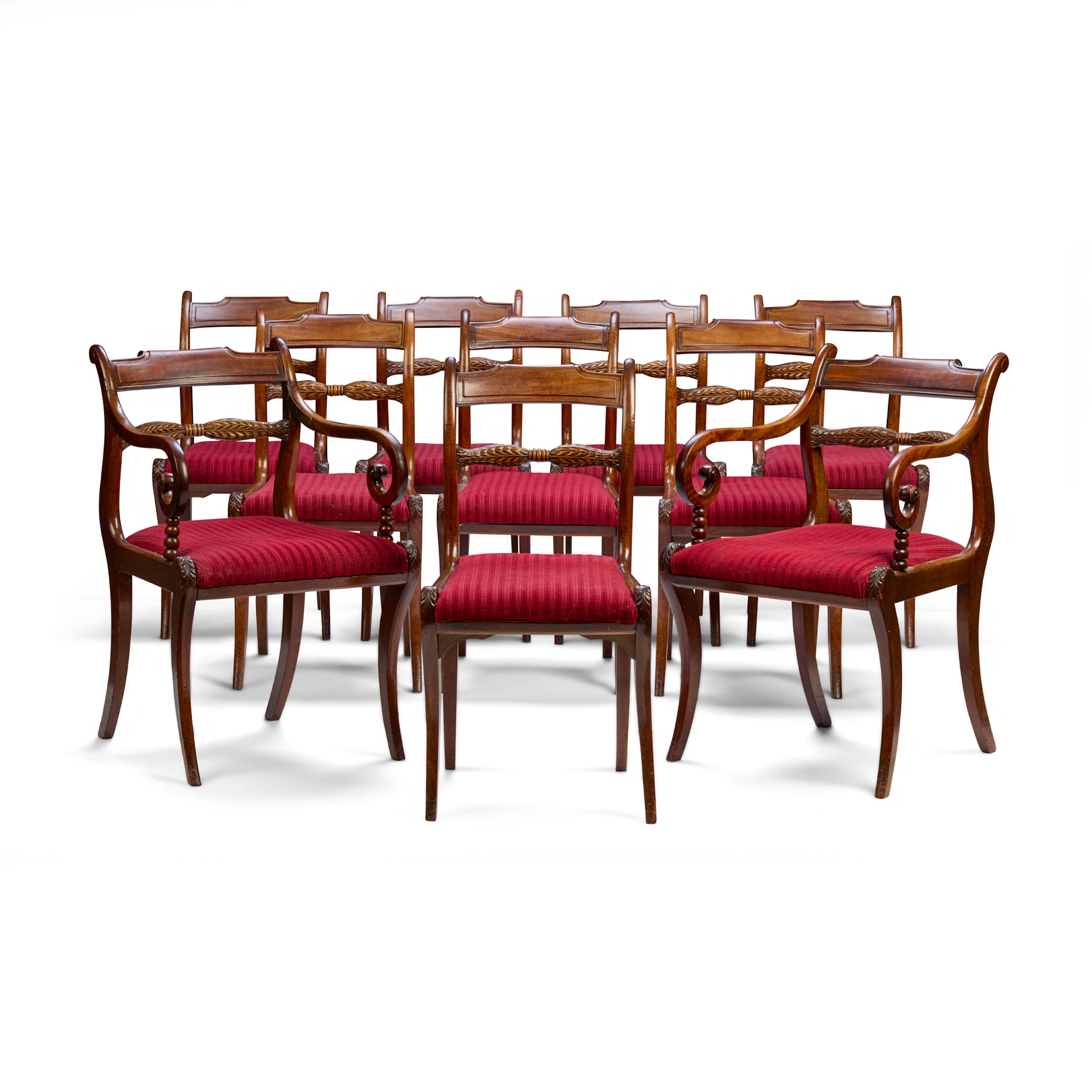 SET OF TEN REGENCY MAHOGANY DINING CHAIRS
