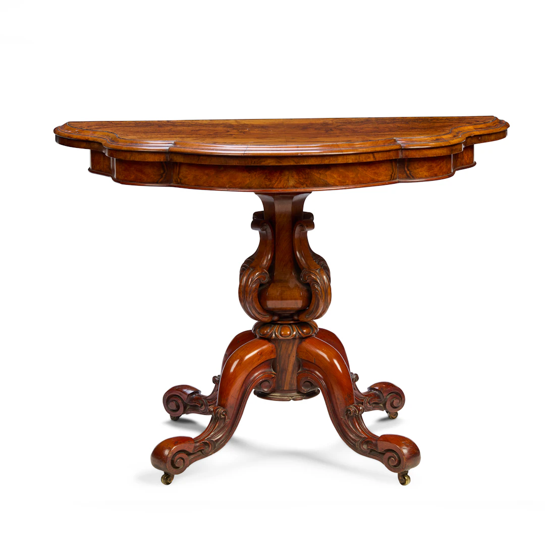 VICTORIAN WALNUT FOLD-OVER GAMES TABLE