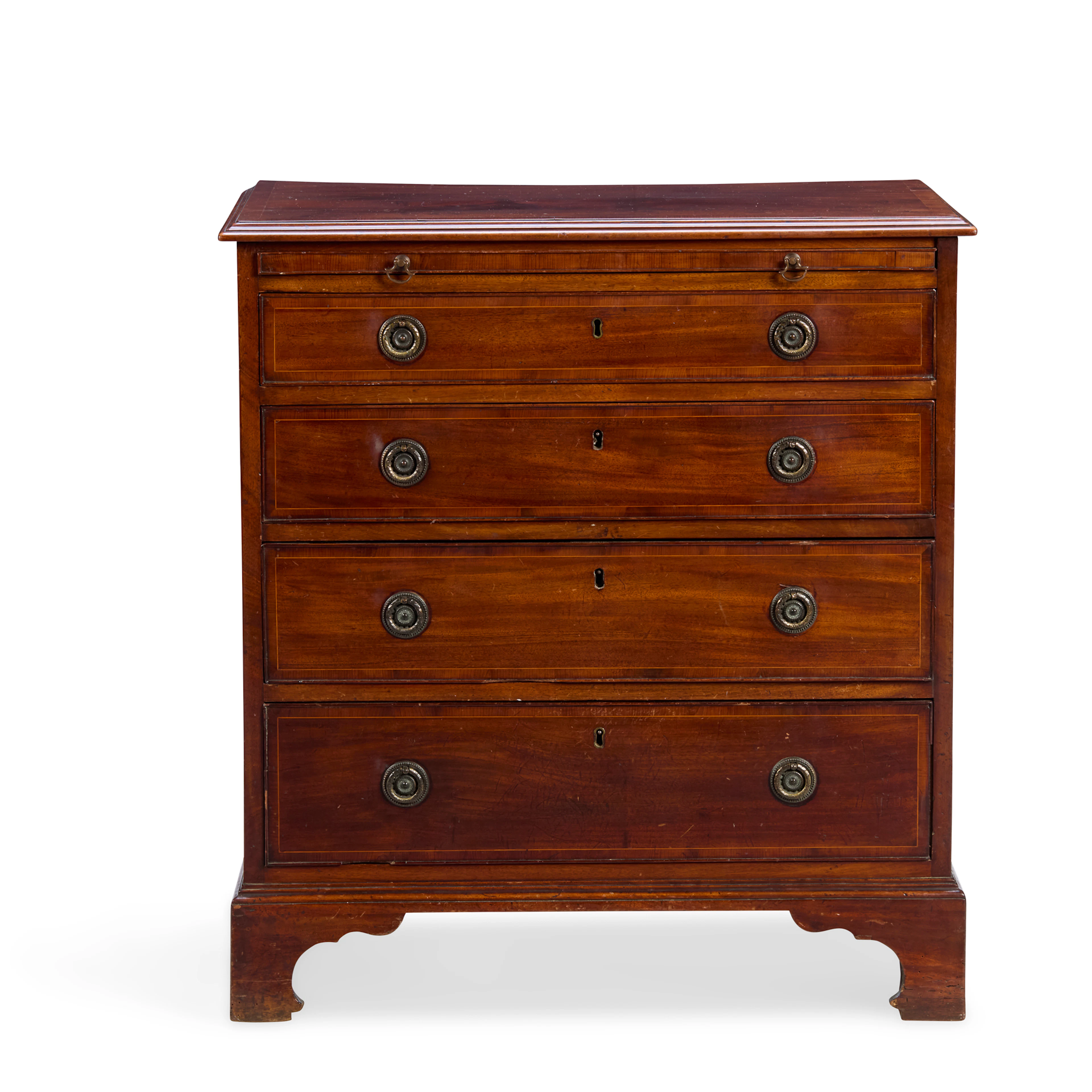 GEORGE III MAHOGANY AND YEW BACHELOR'S CHEST OF DRAWERS