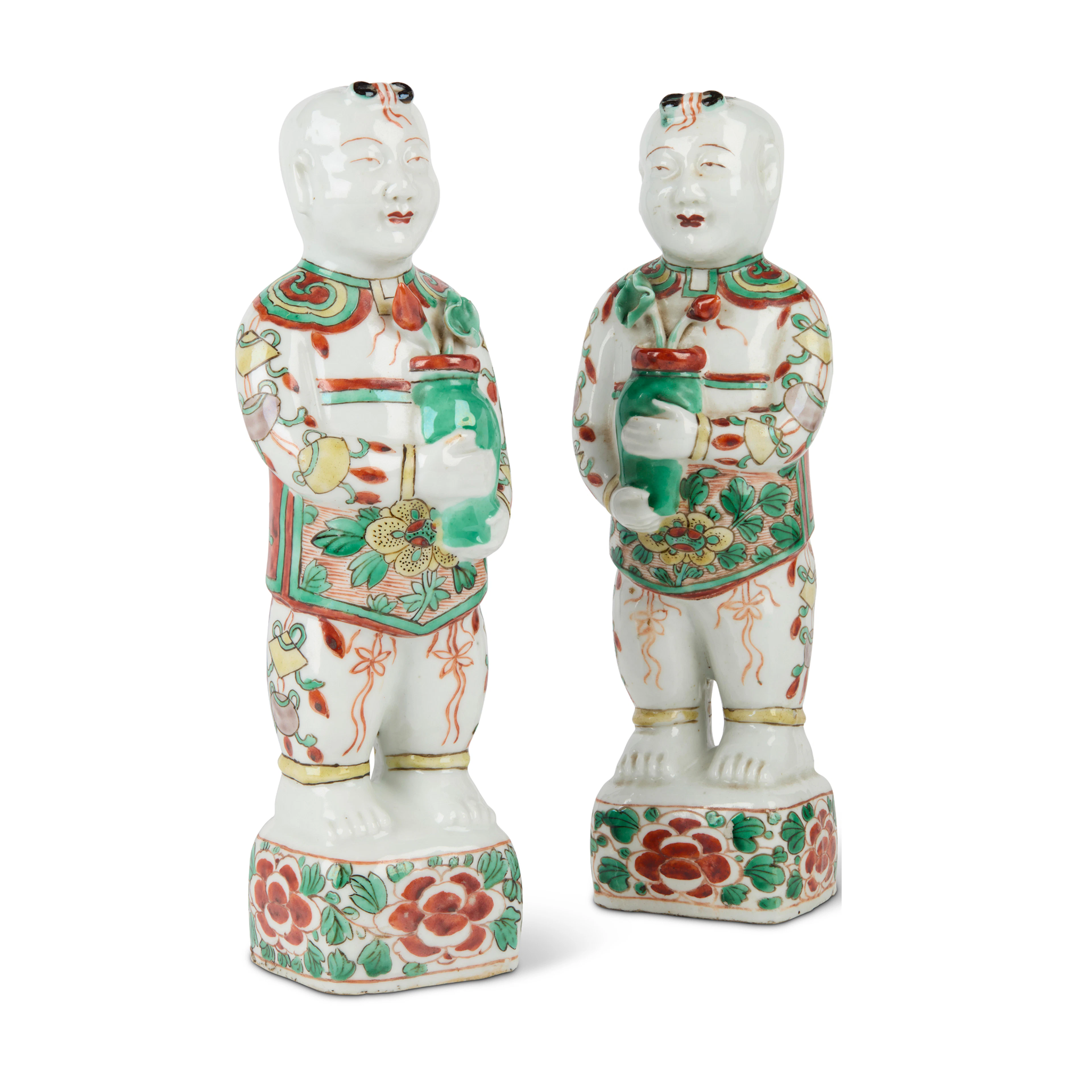 [PROPERTY OF A GENTLEMEN IN ENGLAND] PAIR OF CHINESE WUCAI FIGURES OF BOYS