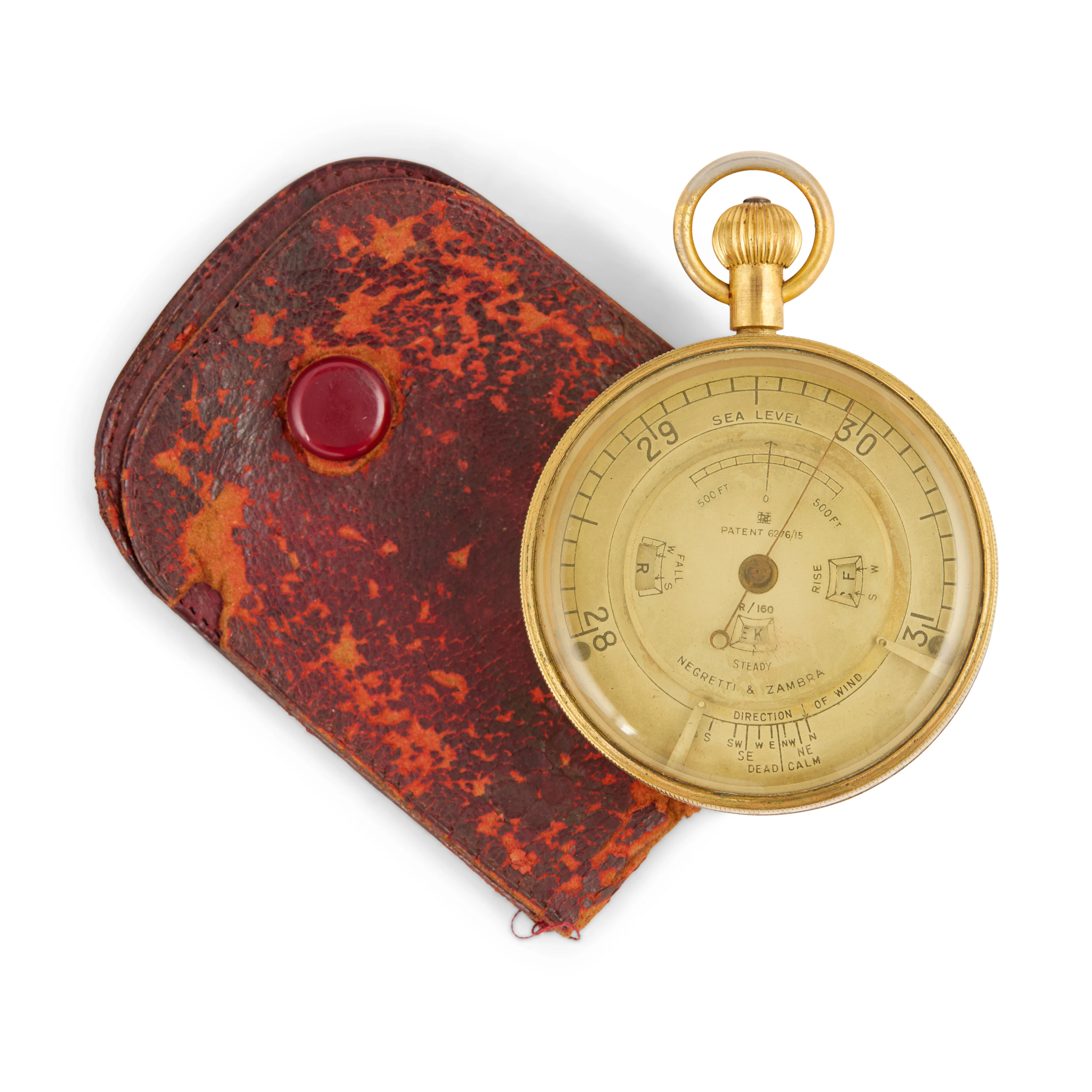 BRASS ANEROID POCKET WEATHER FORETELLER OR WEATHER WATCH, NEGRETTI