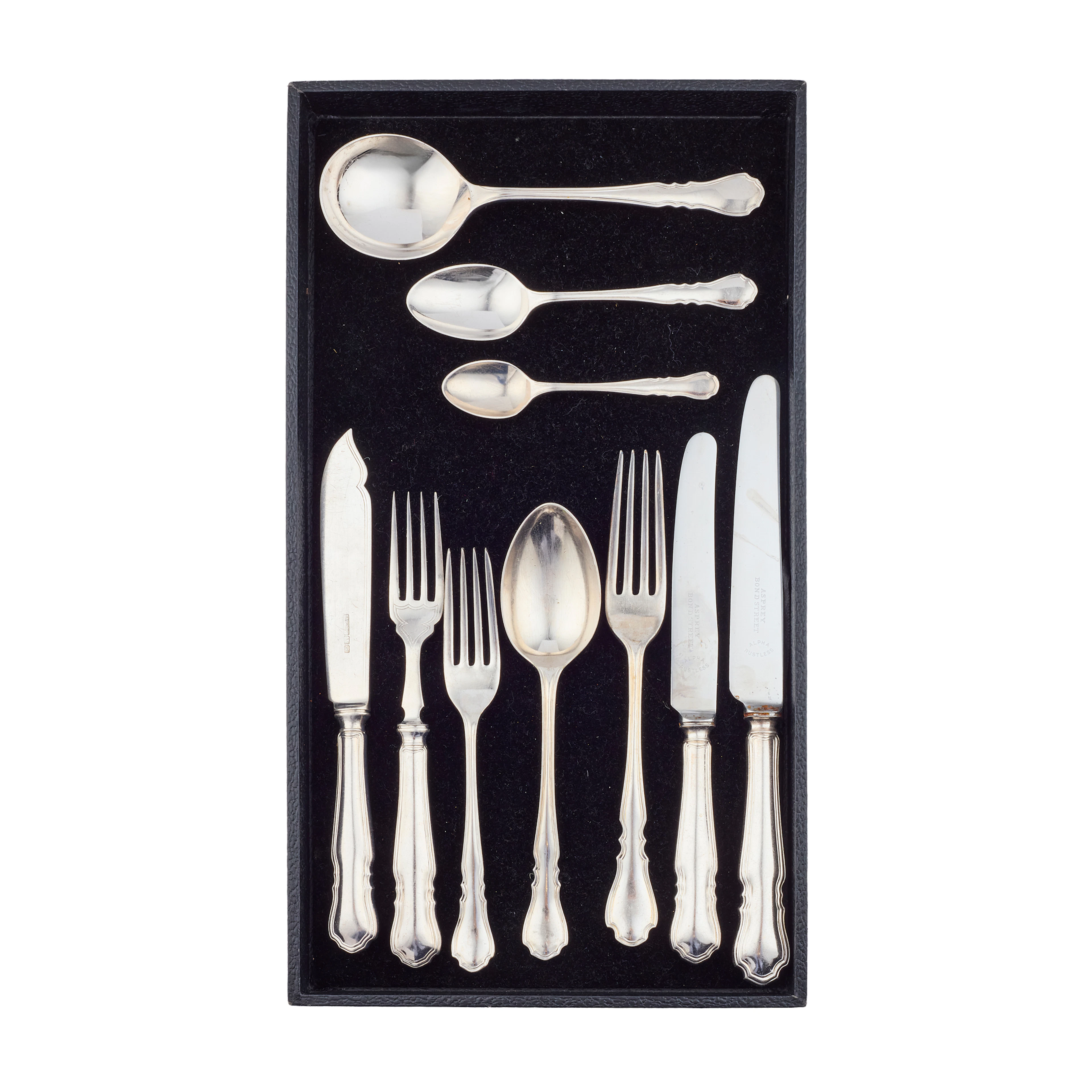 PART SERVICE OF ASPREY 'CHIPPENDALE' PATTERN SILVER-PLATED FLATWARE
