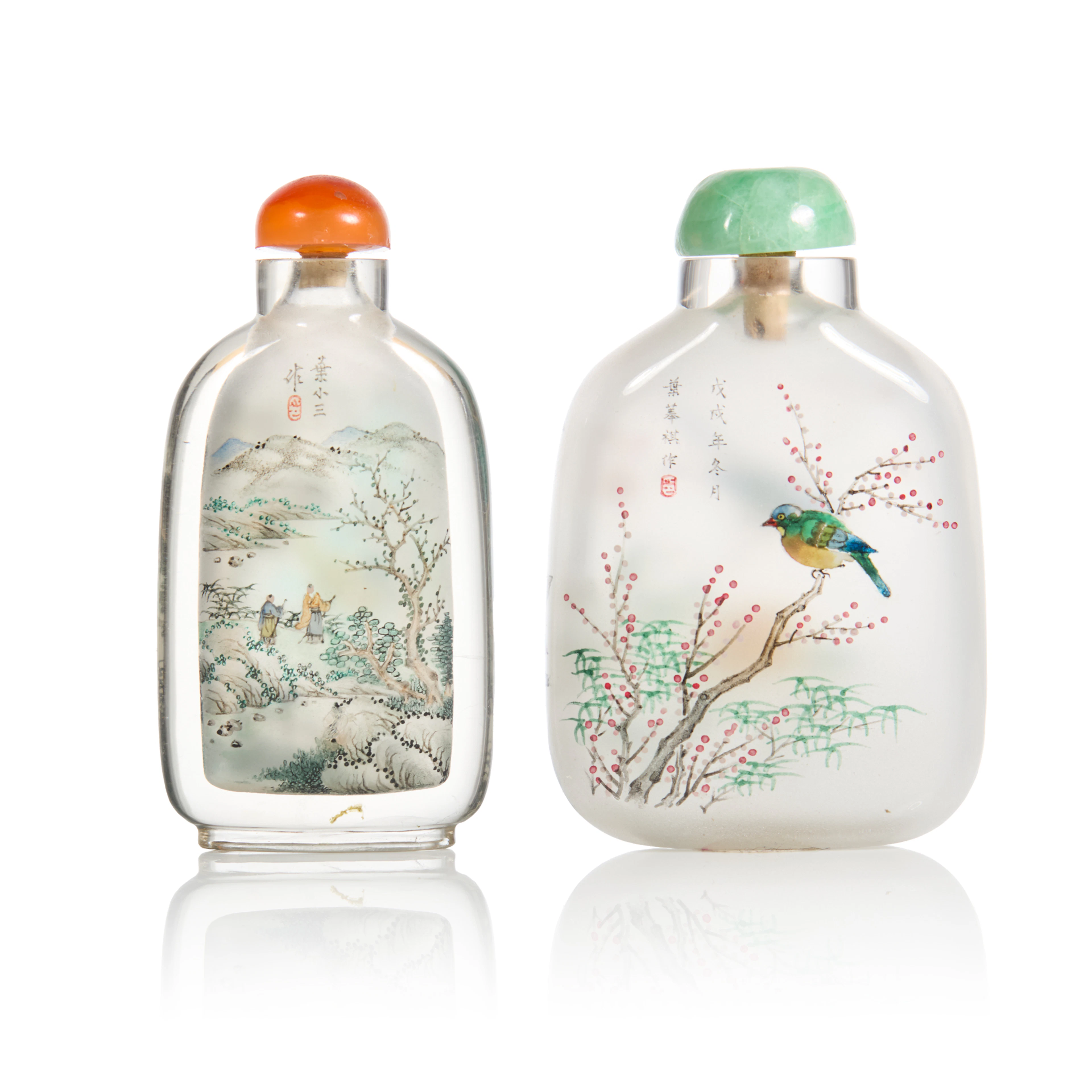 [PRIVATE ENGLISH COLLECTION] TWO CHINESE INSIDE-PAINTED GLASS SNUFF BOTTLES