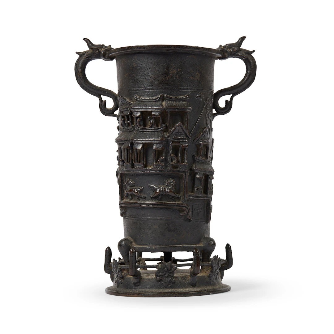 [INCENSE CULTURE] CHINESE BRONZE 'ZHONG' INCENSE-TOOL VASE