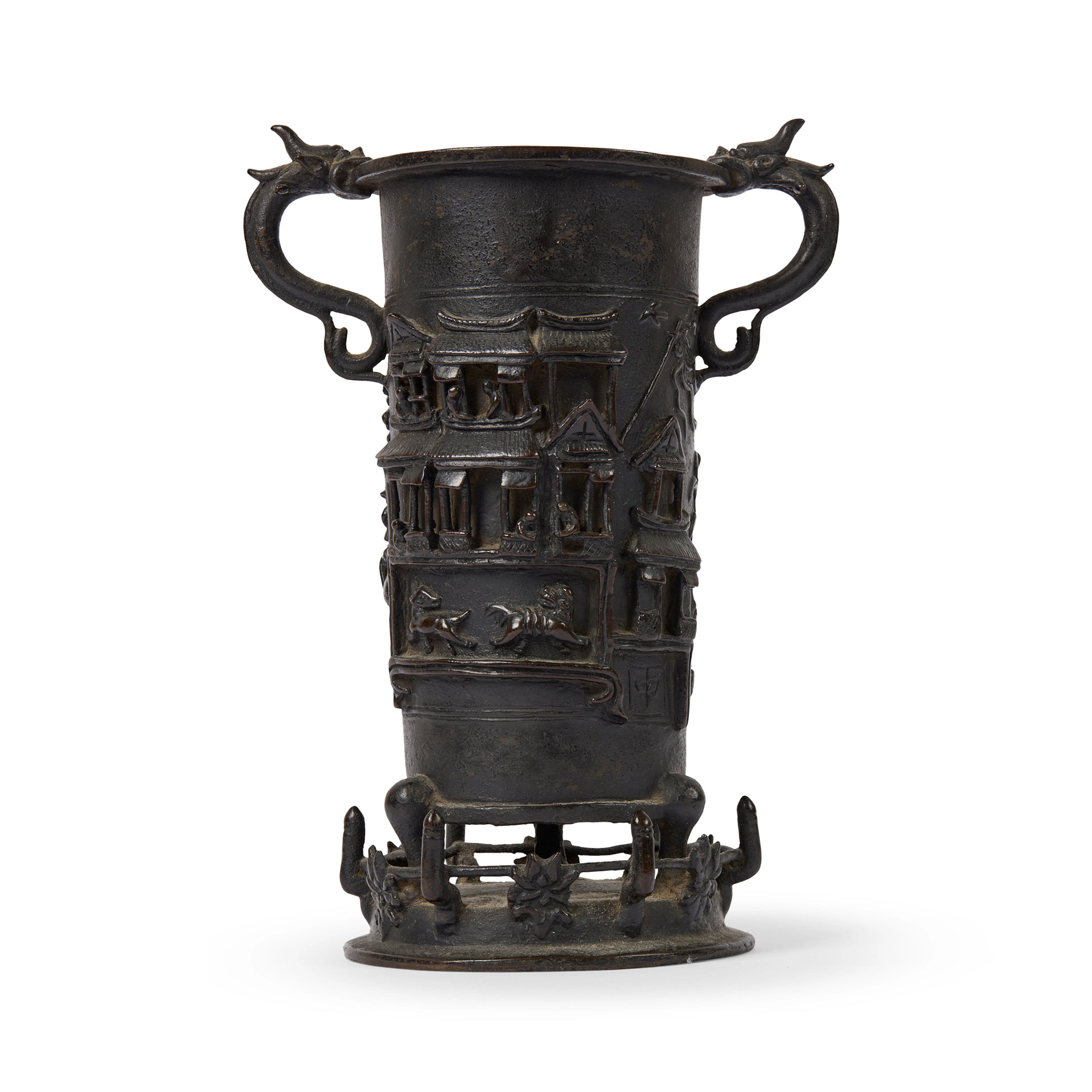 [INCENSE CULTURE] CHINESE BRONZE 'ZHONG' INCENSE-TOOL VASE