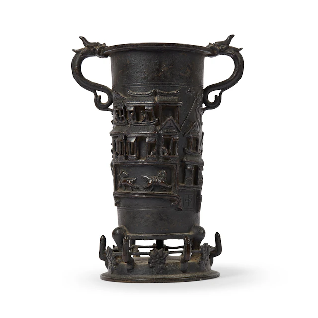 [INCENSE CULTURE] CHINESE BRONZE 'ZHONG' INCENSE-TOOL VASE